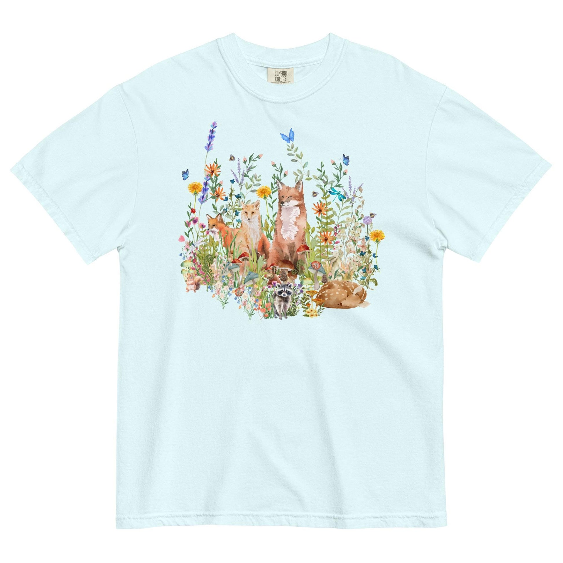 Watercolor Woodland Creatures T-Shirt | Cottagecore Tee | Boho Aesthetic | Floral Botanical Tee | Nature Lover's Shirt | Comfort Colors