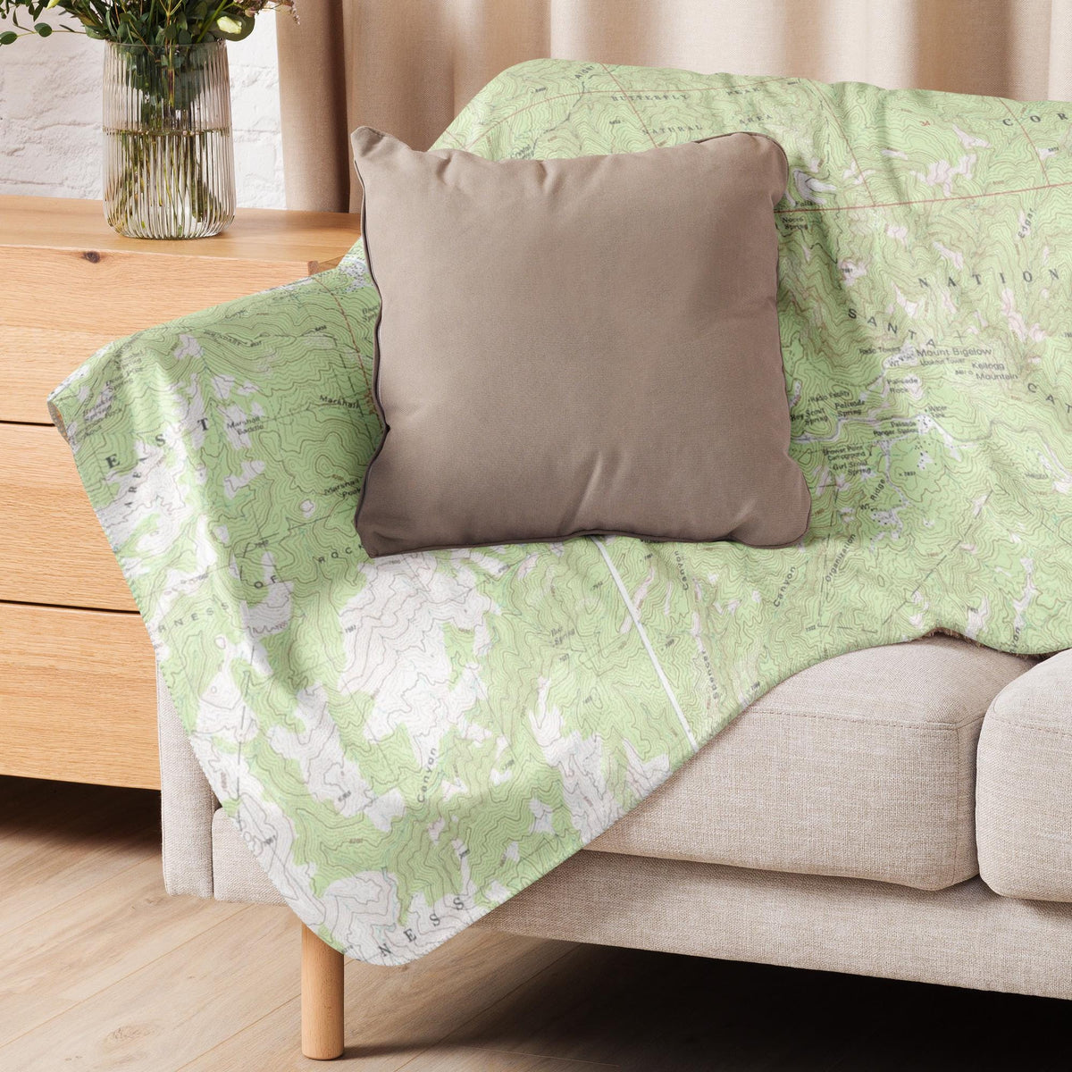Mount Lemmon Topographical Map Sherpa Blanket | Cozy Throw Featuring Santa Catalina Ranger District | Tucson AZ Gift