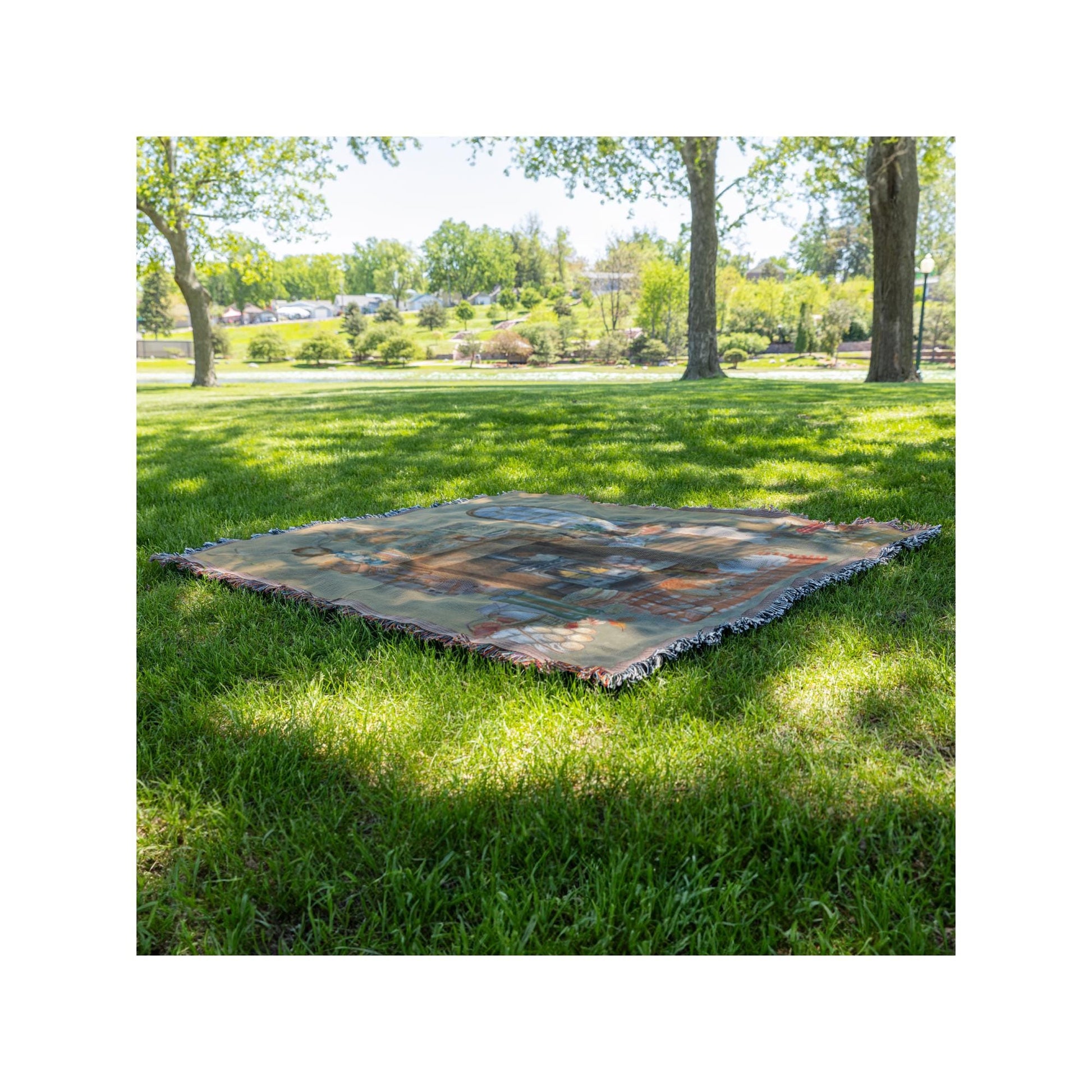 Cabincore Woven Blanket | Cozy Cottage Fireplace Scene | Rustic Cottagecore Decor Gift