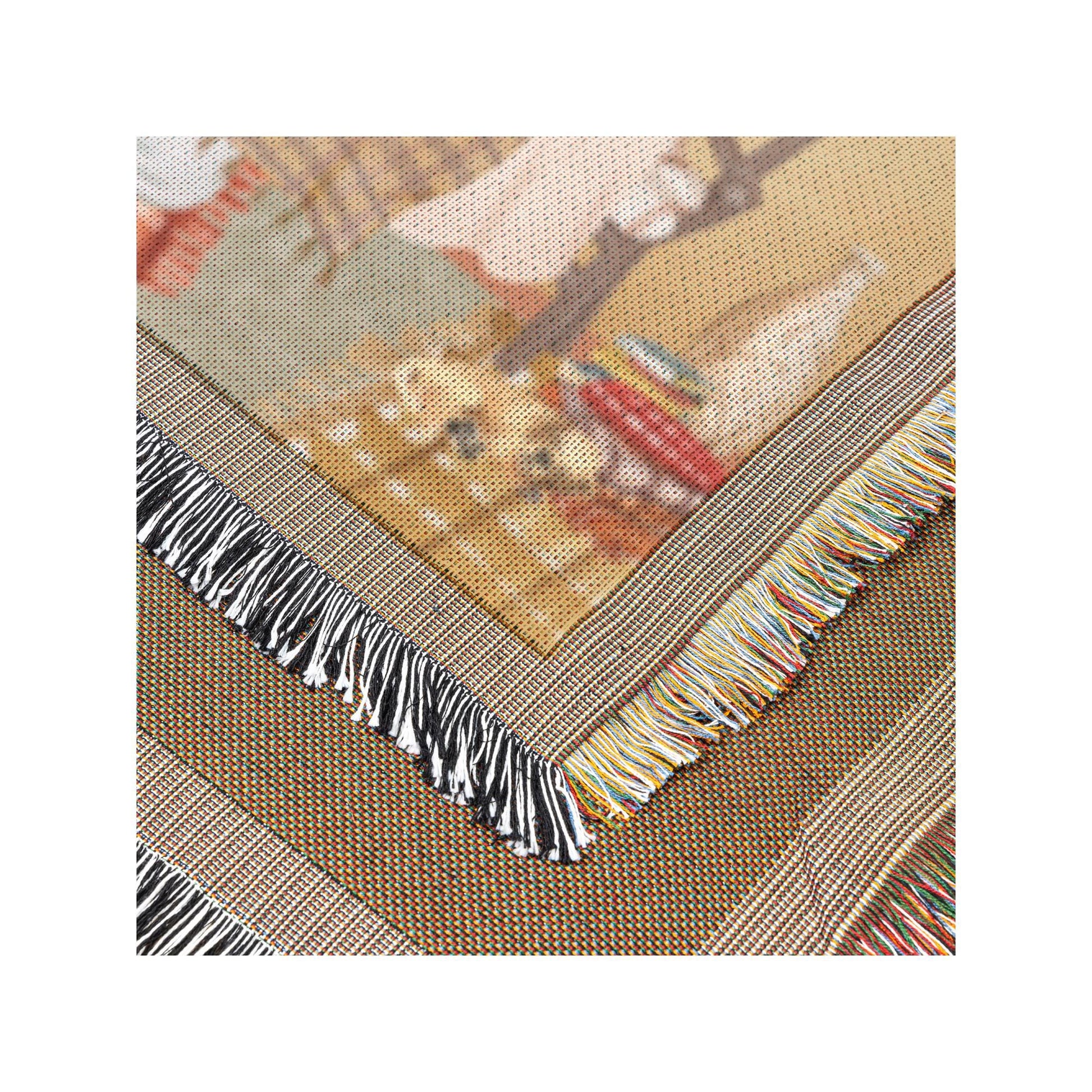 Cabincore Woven Blanket | Cozy Cottage Fireplace Scene | Rustic Cottagecore Decor Gift