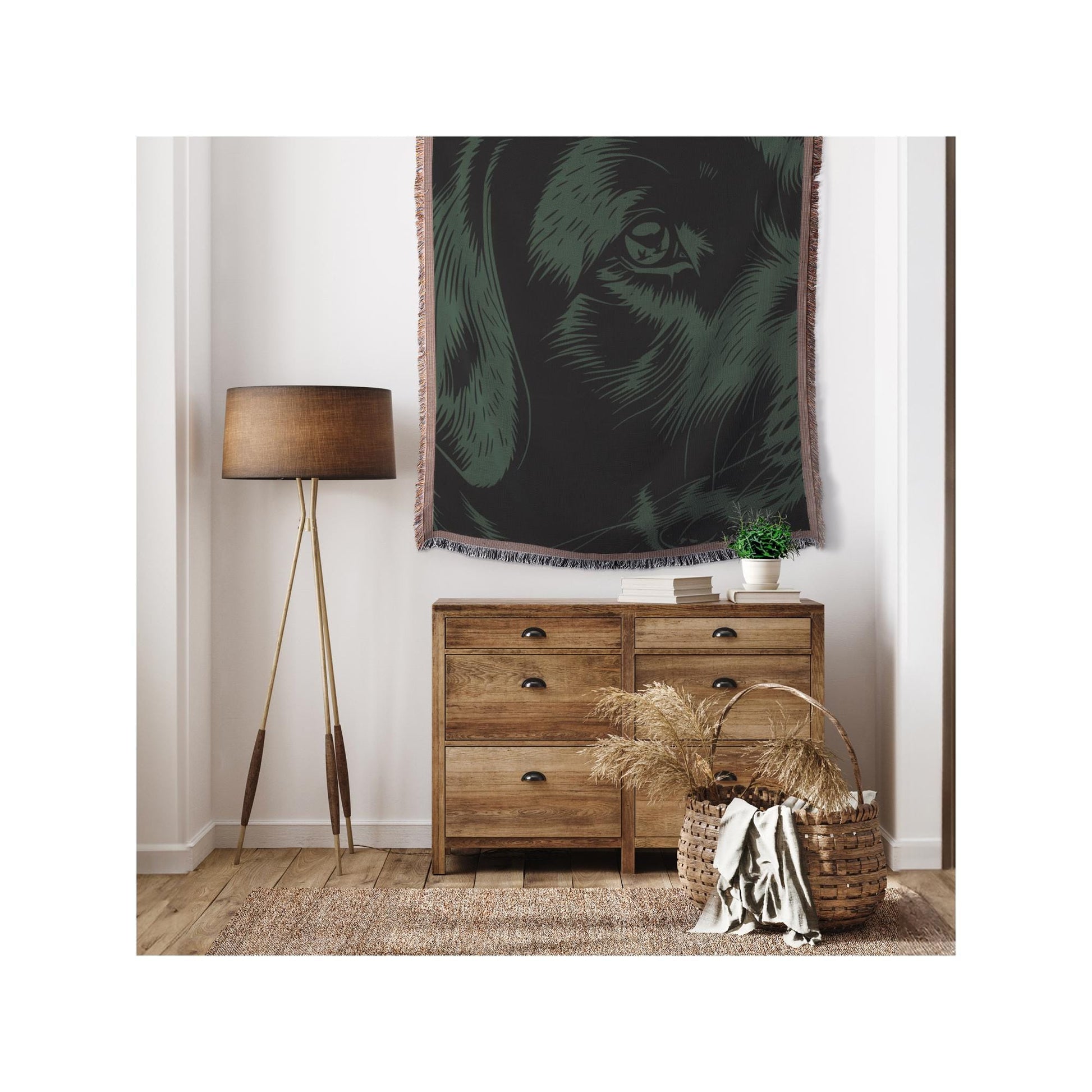 Black Lab Woven Throw | Lab and Duck Design | Cozy Cottagecore Dog Blanket | Labrador Lovers Gift