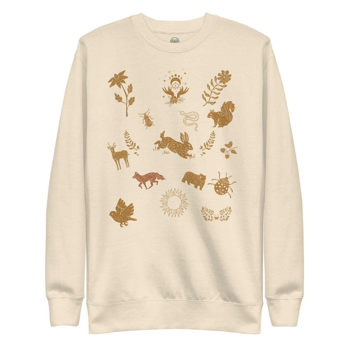 Cottagecore Boho Sweatshirt | Boho Animal Print | Moon Phase & Animals | Unisex Sweatshirt