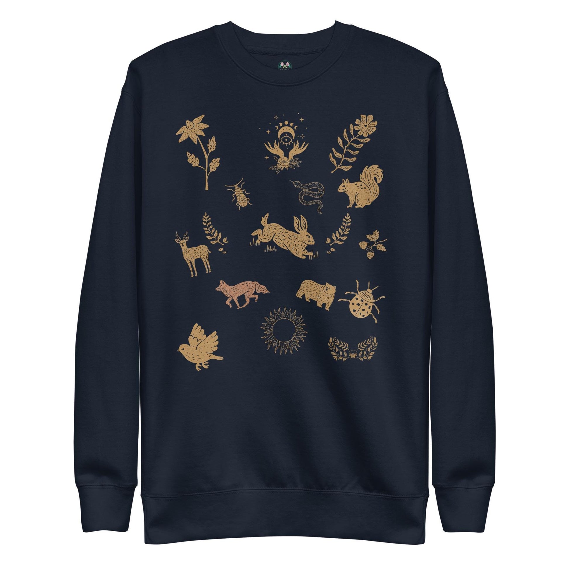 Cottagecore Boho Sweatshirt | Boho Animal Print | Moon Phase & Animals | Unisex Sweatshirt