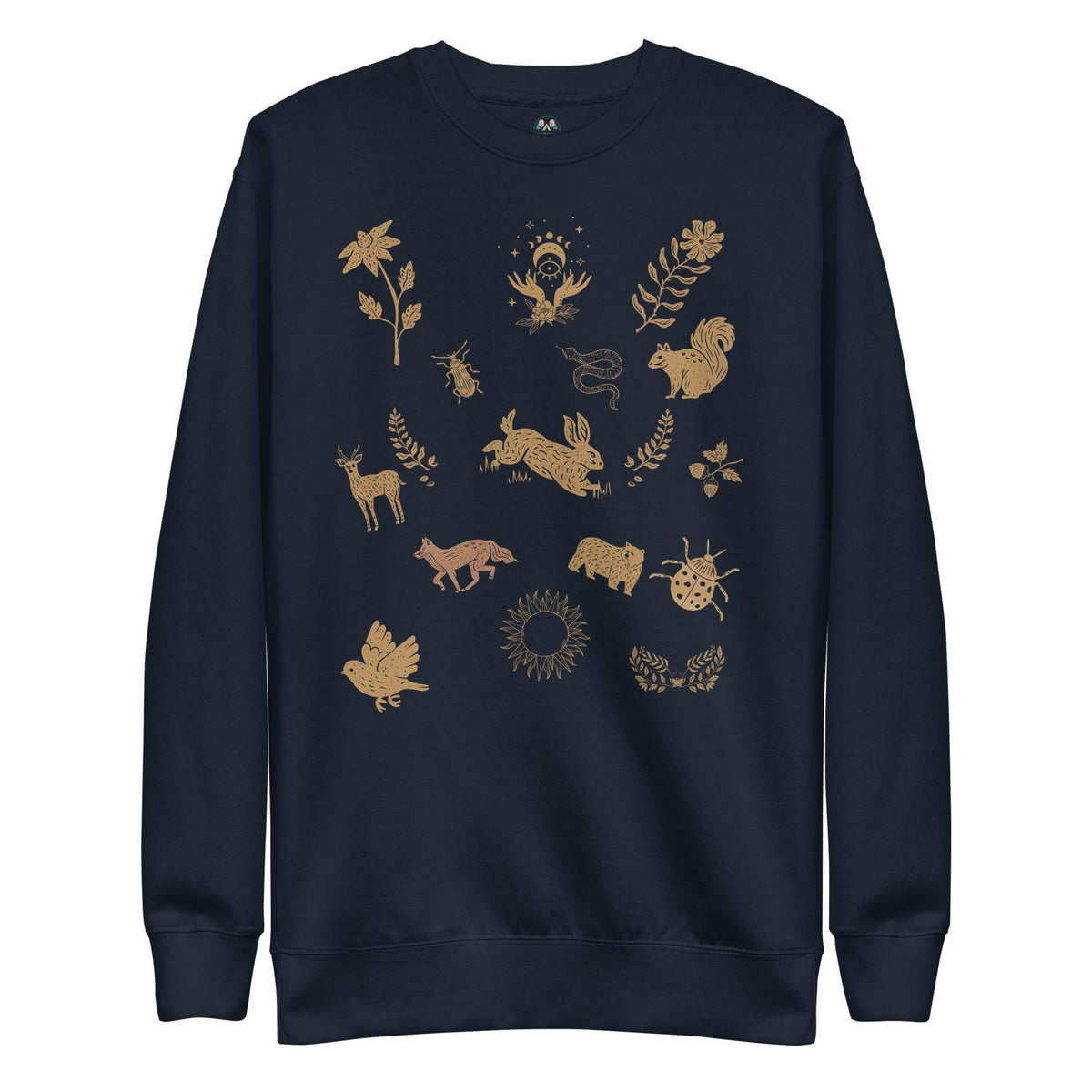 Cottagecore Boho Sweatshirt | Boho Animal Print | Moon Phase & Animals | Unisex Sweatshirt
