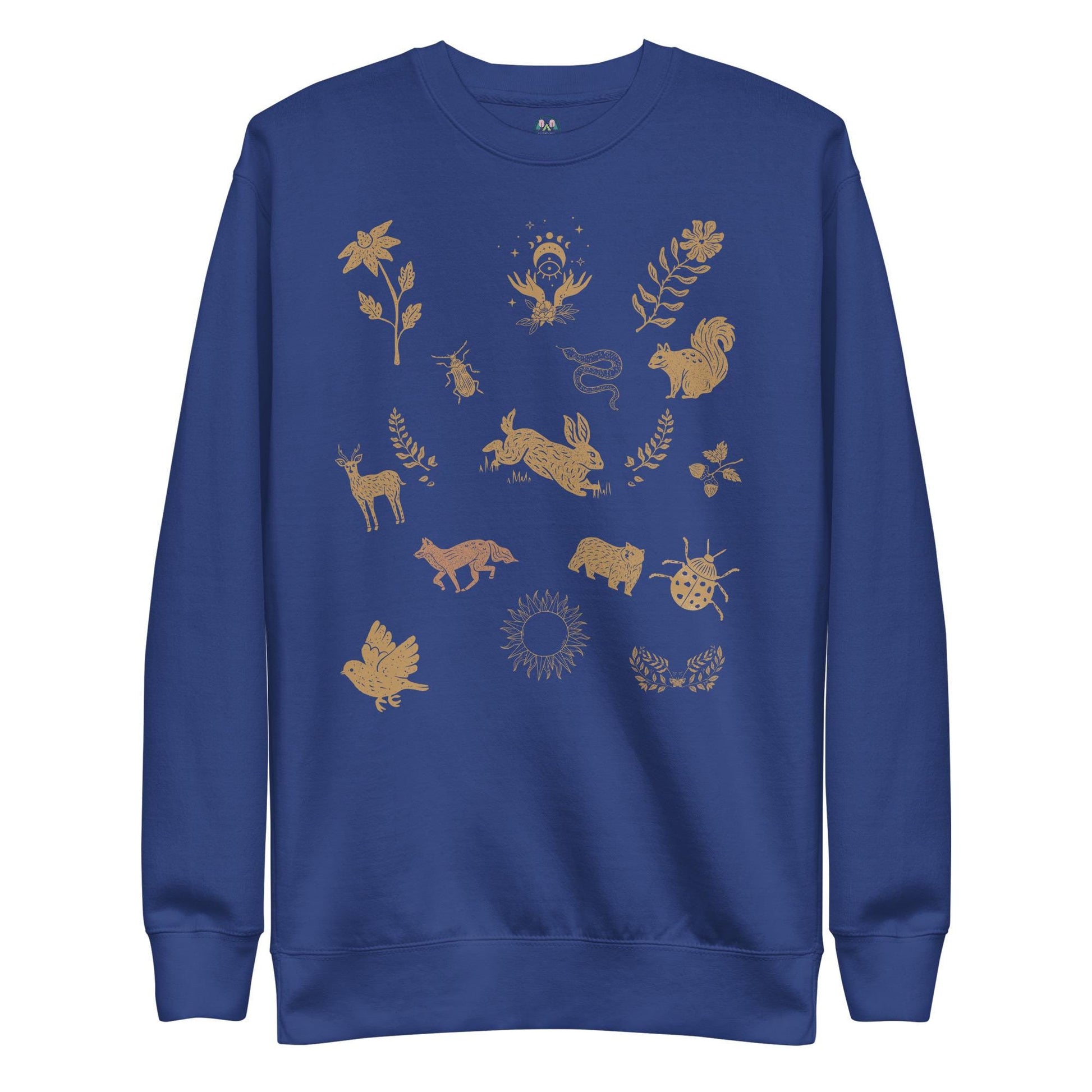 Cottagecore Boho Sweatshirt | Boho Animal Print | Moon Phase & Animals | Unisex Sweatshirt
