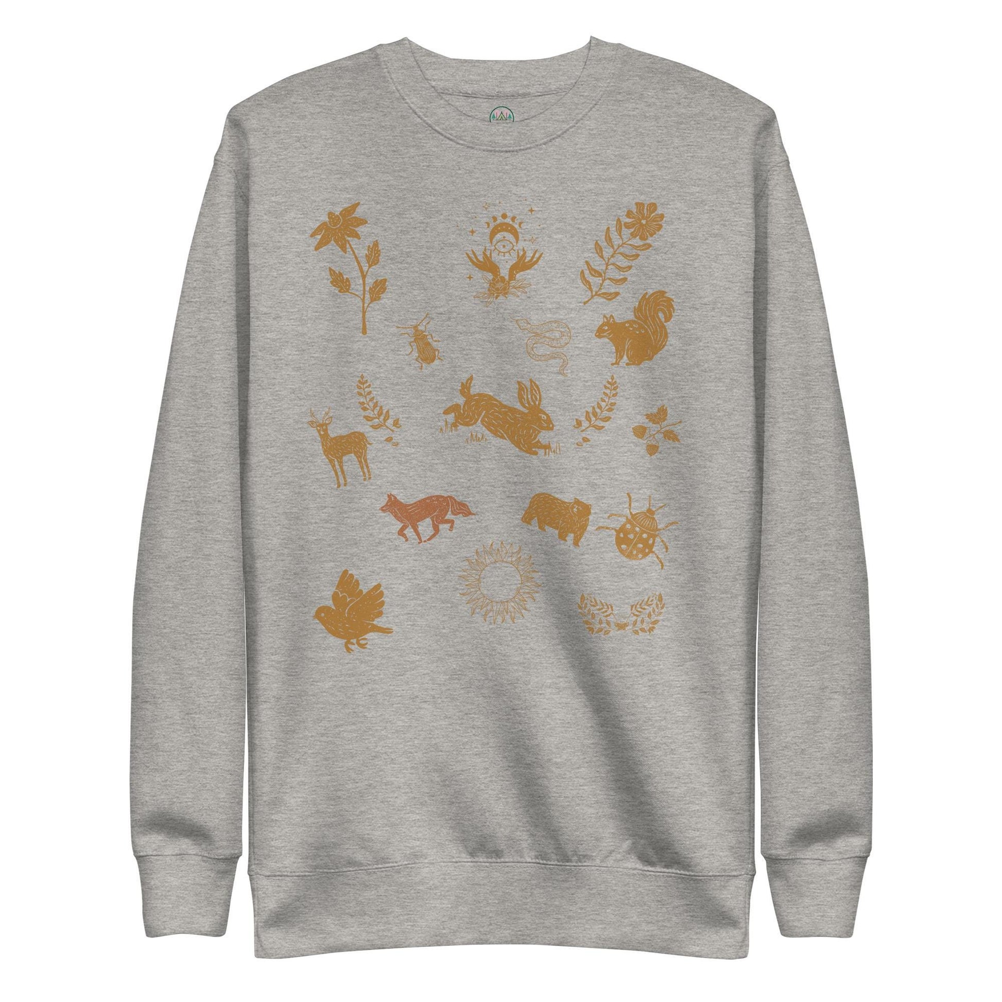 Cottagecore Boho Sweatshirt | Boho Animal Print | Moon Phase & Animals | Unisex Sweatshirt