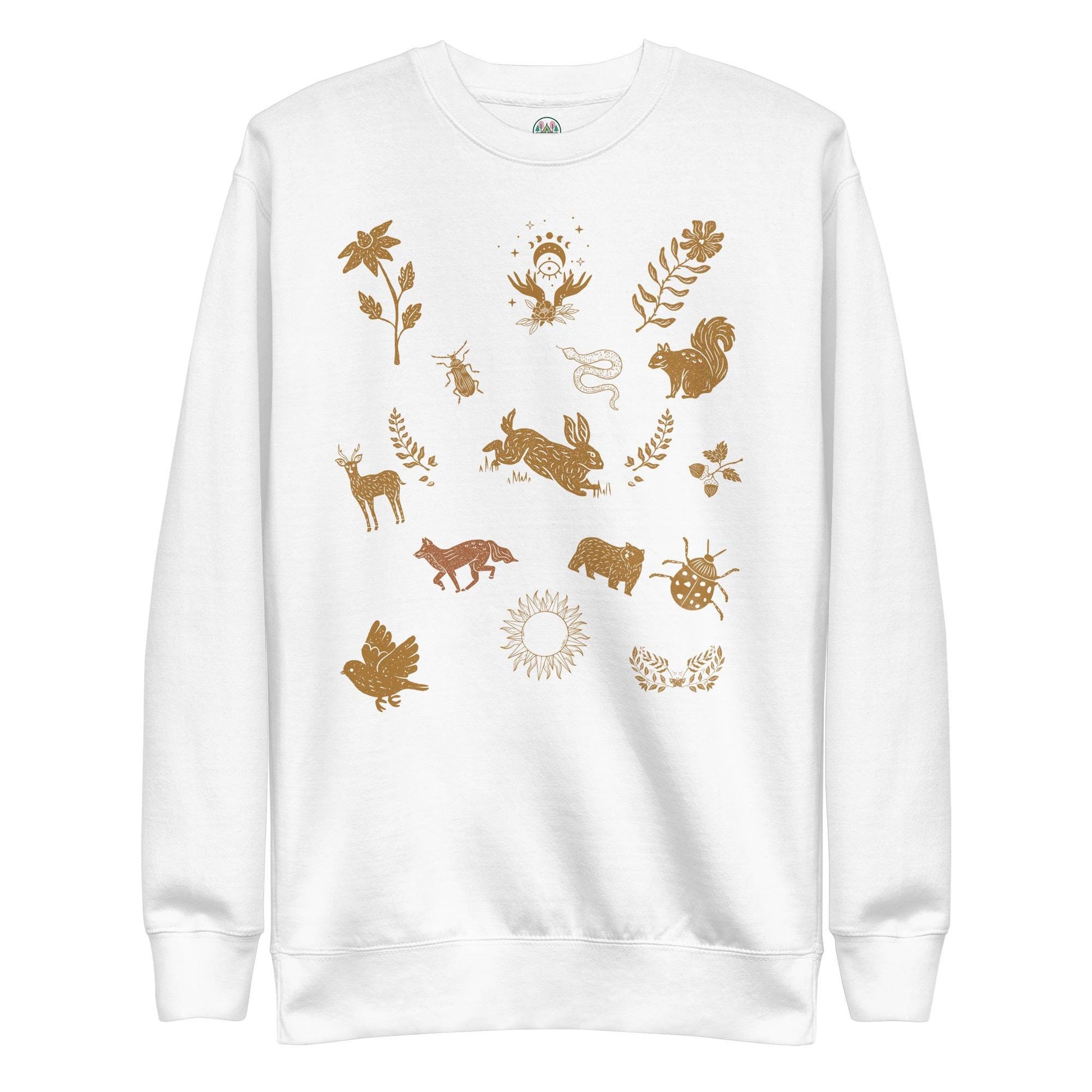 Cottagecore Boho Sweatshirt | Boho Animal Print | Moon Phase & Animals | Unisex Sweatshirt