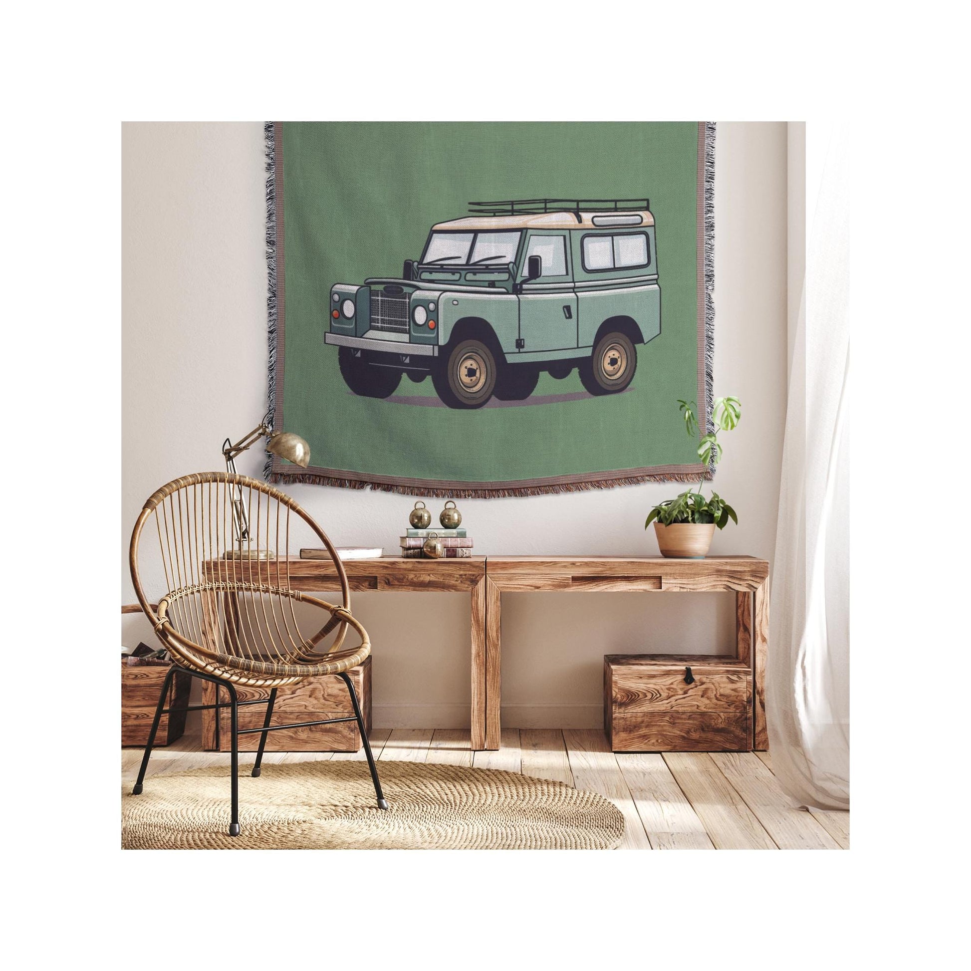 Series Throw Blanket | Land Rover Woven Blanket | Vintage Car Throw | Cozy Home Decor