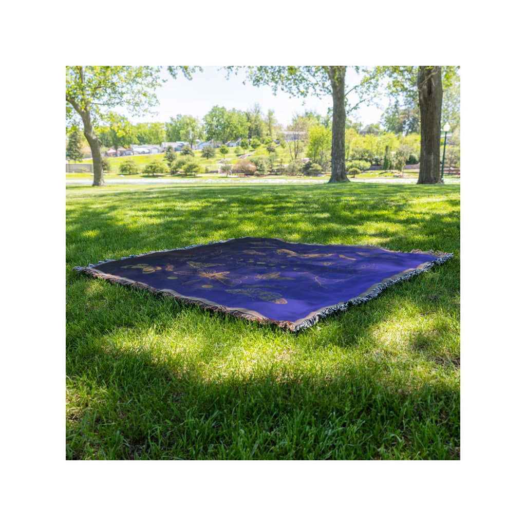 Moths & Moon Phases Throw | Boho Aesthetic Blanket | Witchy Home Decor | Cozy Woven Throw