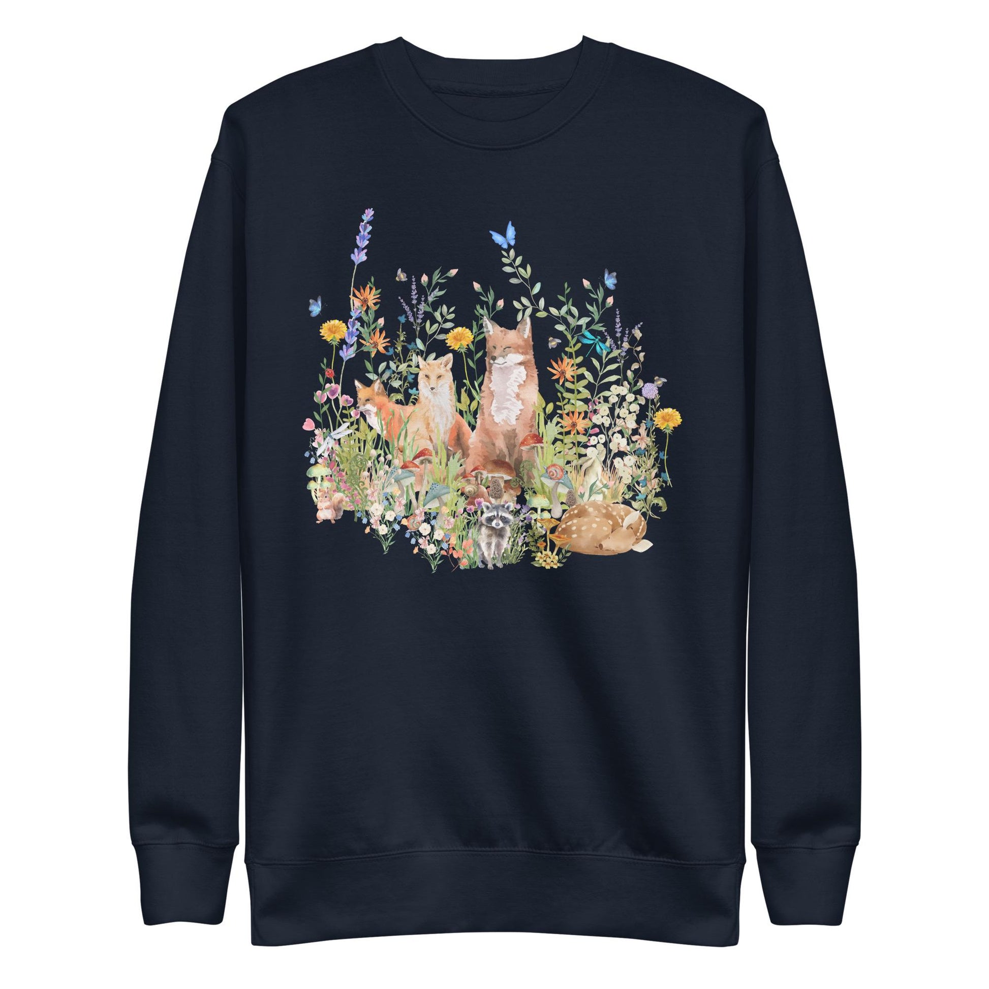 Watercolor Woodland Creatures Sweatshirt | Cottagecore Style | Boho Aesthetic | Floral Botanical Shirt | Unisex Sweatshirt