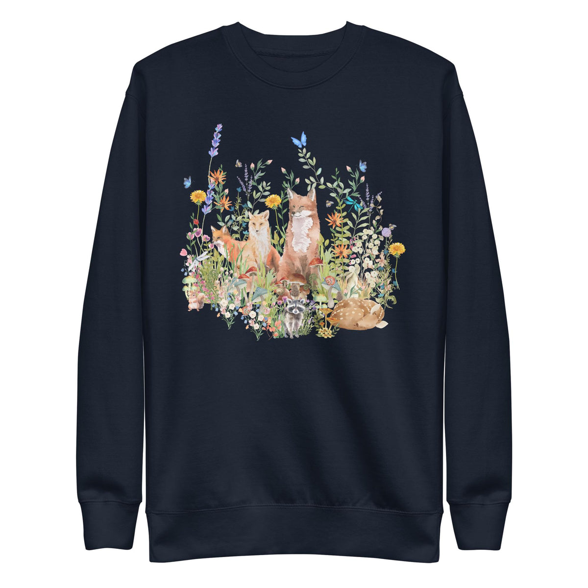 Watercolor Woodland Creatures Sweatshirt | Cottagecore Style | Boho Aesthetic | Floral Botanical Shirt | Unisex Sweatshirt