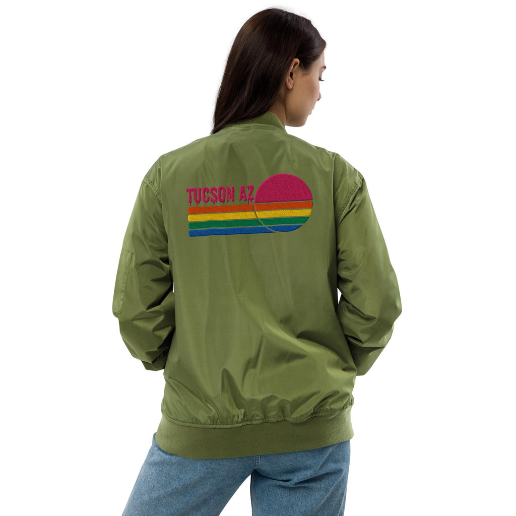 Tucson Drip Bomber Jacket | Pink Design | Arizona Style for Sunshine Lovers | Trendy Outerwear