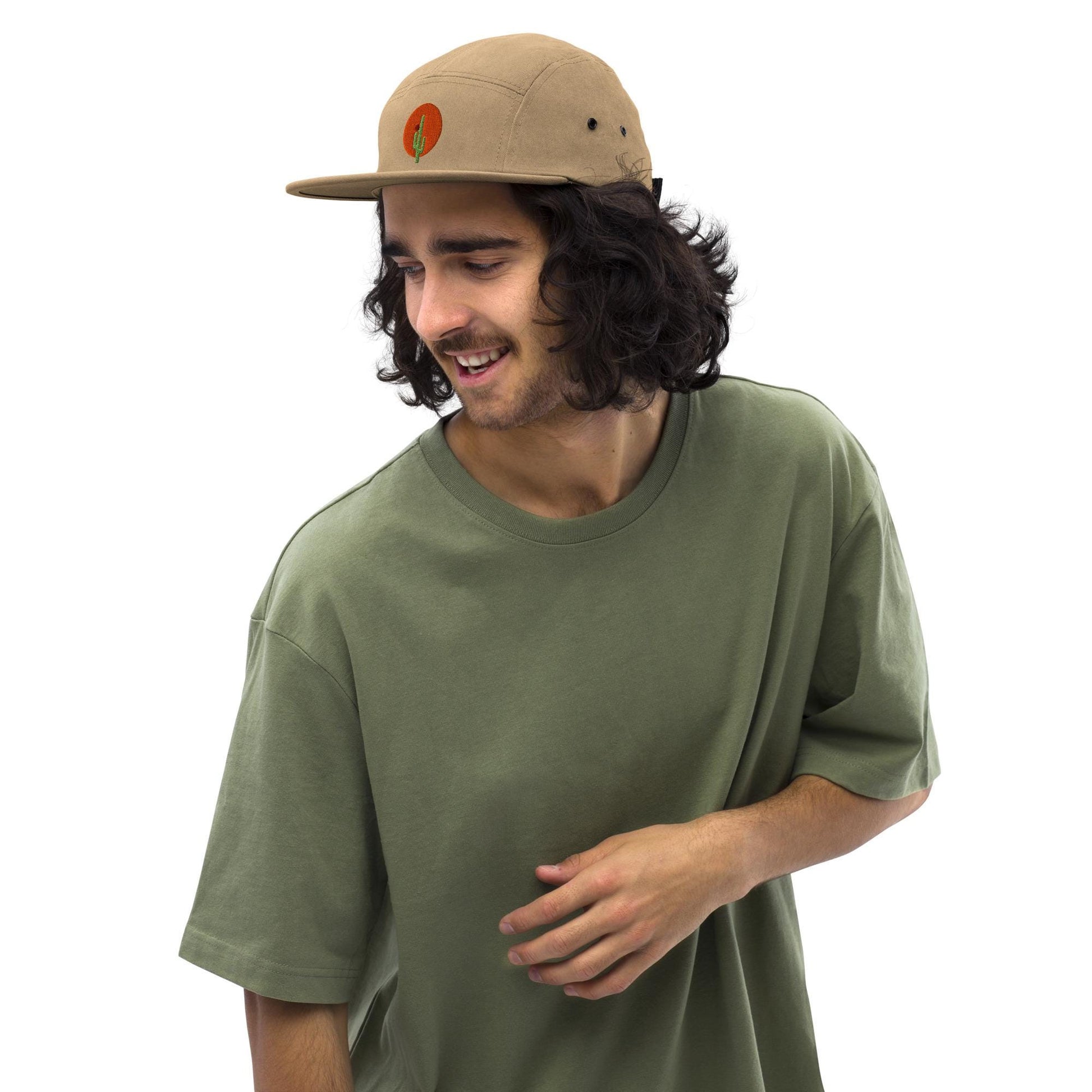 Saguaro Cactus Embroidered Five Panel Camp Hat | Trendy Outdoor Cap for Adventures & Casual Wear