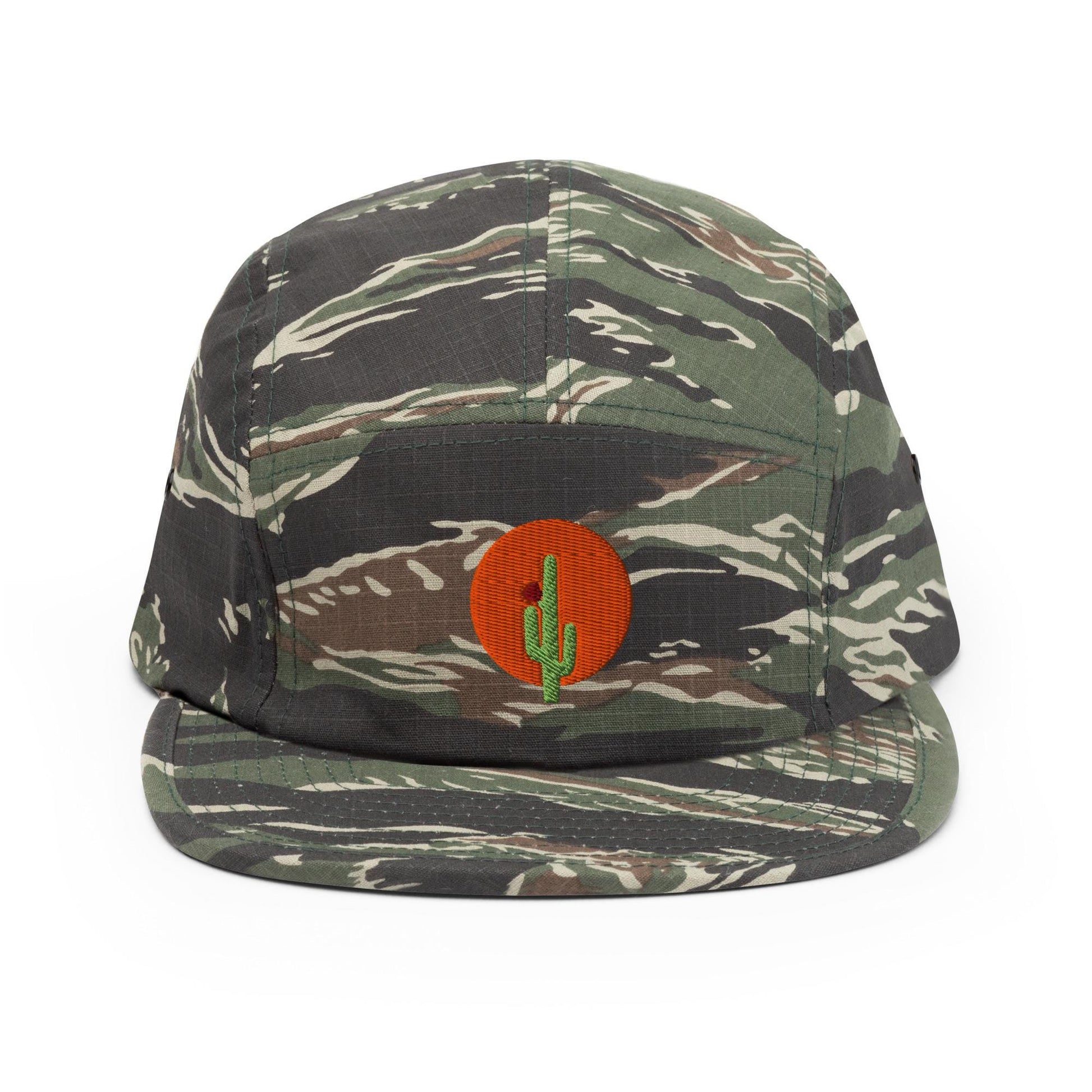 Saguaro Cactus Embroidered Five Panel Camp Hat | Trendy Outdoor Cap for Adventures & Casual Wear