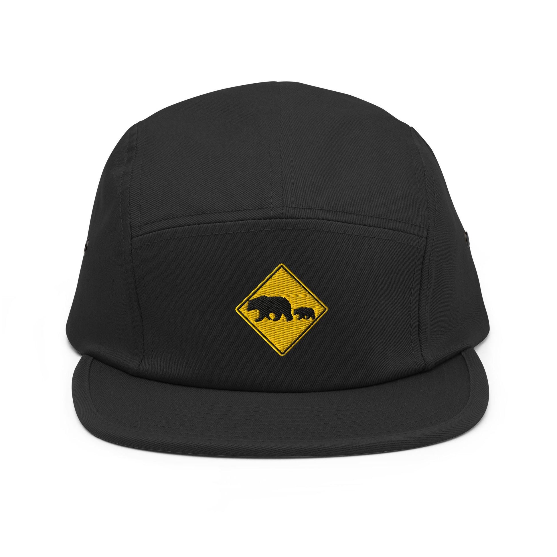 Bear Crossing Five Panel Cap | Nature Sign Hat for Camping, Outdoor Adventure & Wildlife Lovers