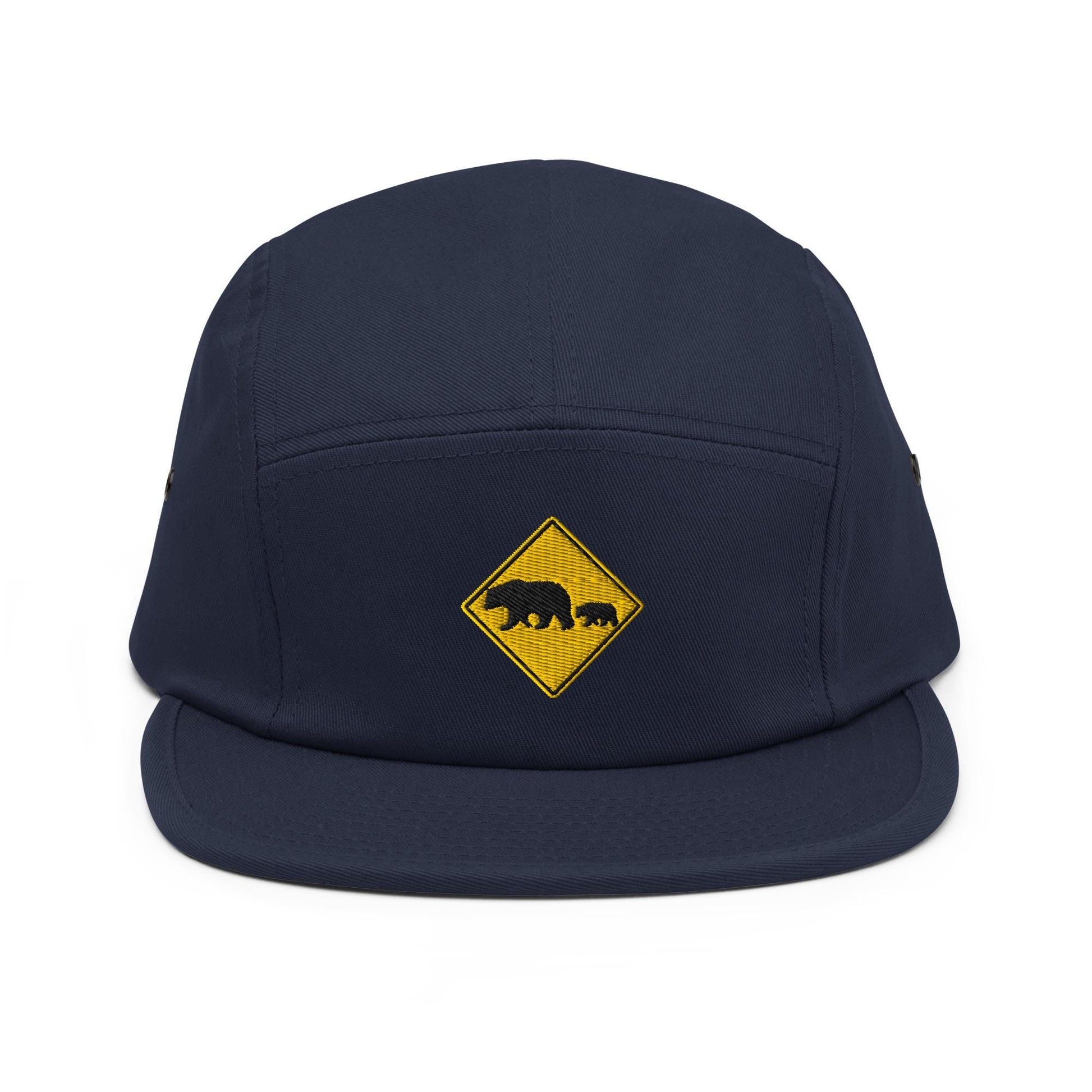 Bear Crossing Five Panel Cap | Nature Sign Hat for Camping, Outdoor Adventure & Wildlife Lovers
