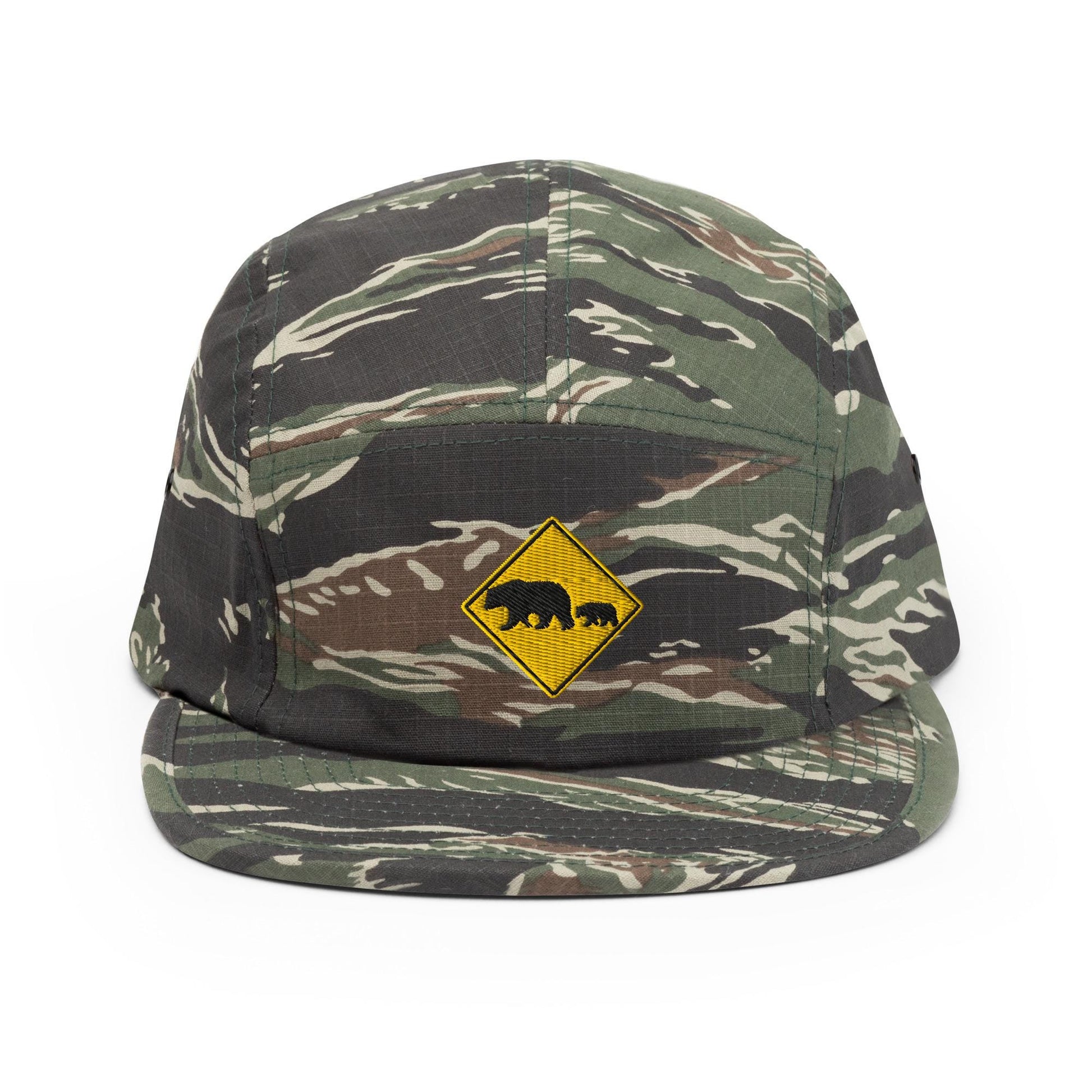 Bear Crossing Five Panel Cap | Nature Sign Hat for Camping, Outdoor Adventure & Wildlife Lovers