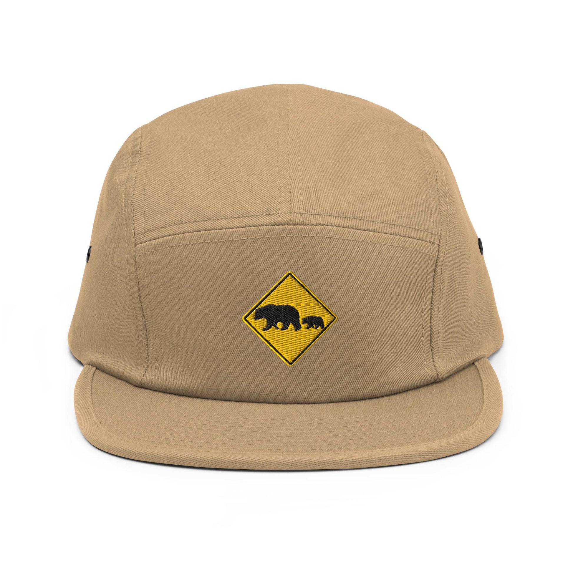 Bear Crossing Five Panel Cap | Nature Sign Hat for Camping, Outdoor Adventure & Wildlife Lovers