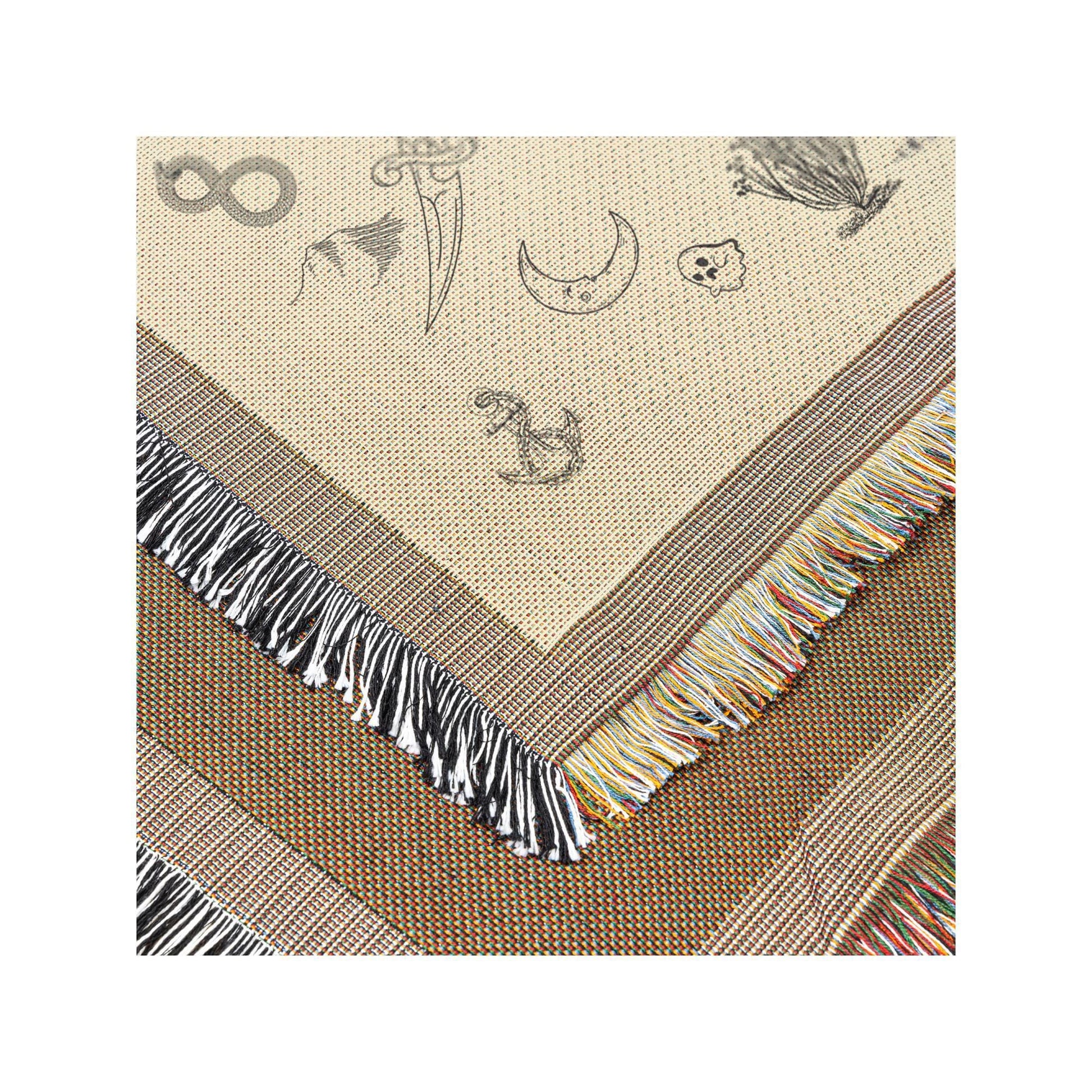 Tattoo Flash Blanket | Alternative Woven Throw | Edgy Home Decor | Tattoo Culture Design