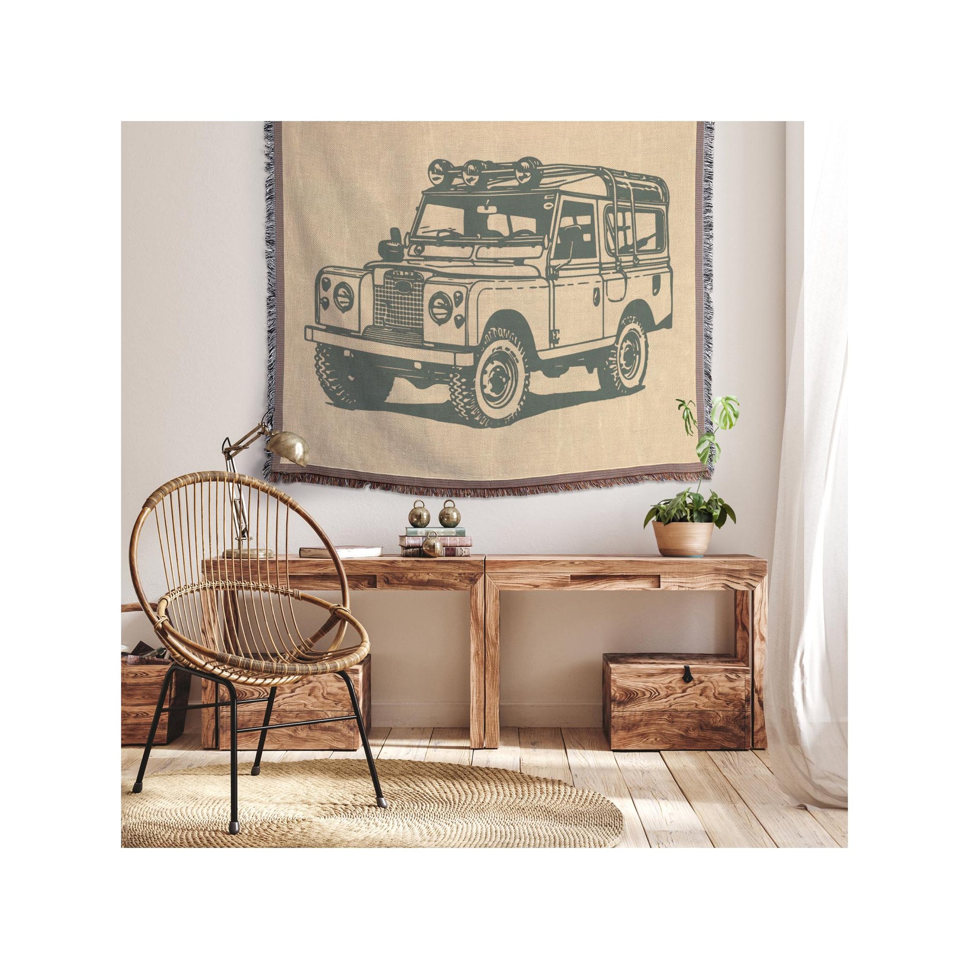 Series Throw | Land Rover Woven Blanket | Vintage Car Blanket | Cozy Home Decor