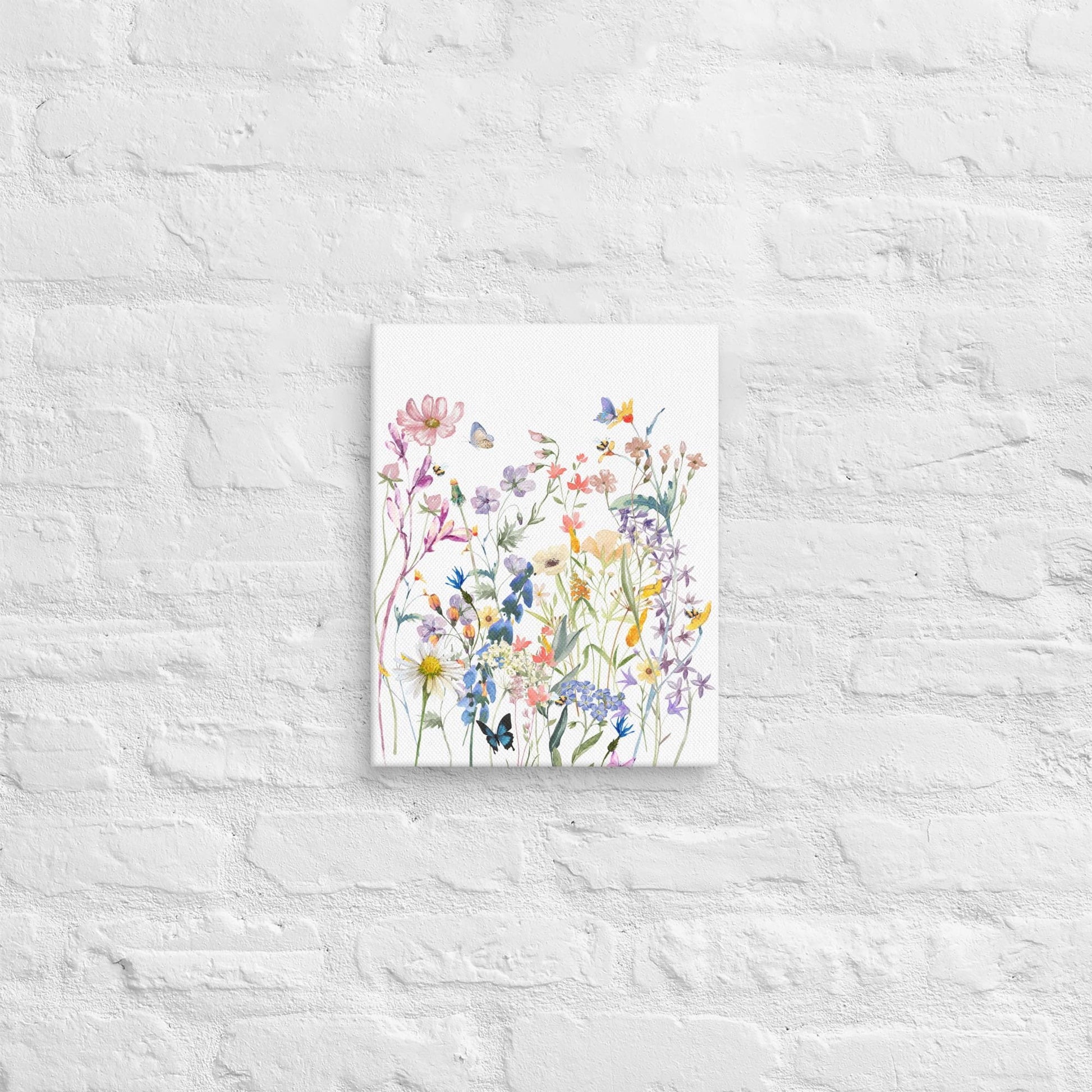 Watercolor Wildflowers Canvas | Botanical Wall Art for Cottagecore Decor & Nature Lovers Aesthetic