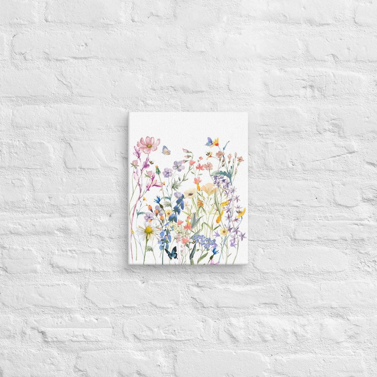 Watercolor Wildflowers Canvas | Botanical Wall Art for Cottagecore Decor & Nature Lovers Aesthetic