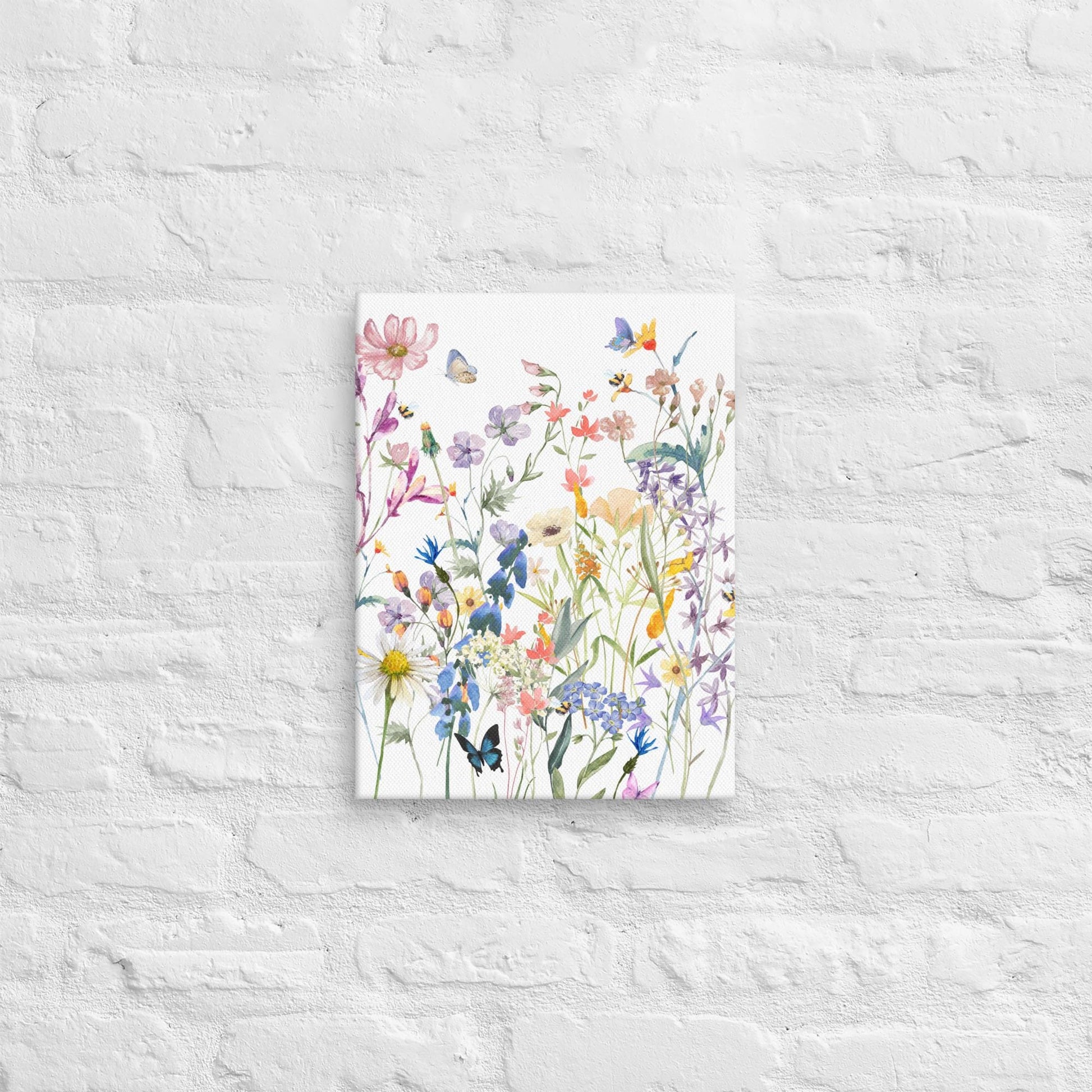 Watercolor Wildflowers Canvas | Botanical Wall Art for Cottagecore Decor & Nature Lovers Aesthetic