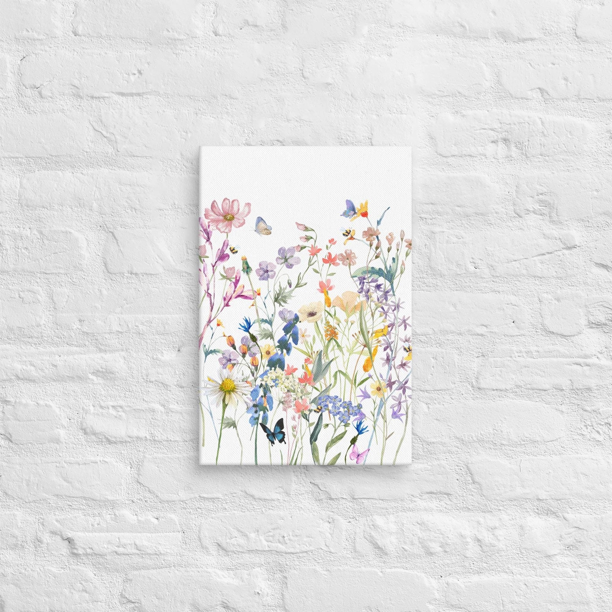 Watercolor Wildflowers Canvas | Botanical Wall Art for Cottagecore Decor & Nature Lovers Aesthetic