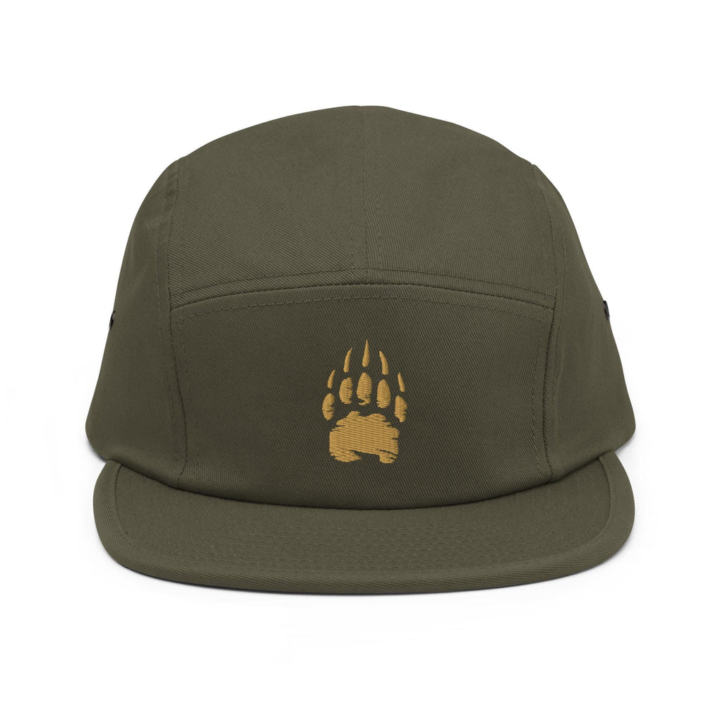 Bear Track Five Panel Hat | Camp Style Hat | Embroidered Bear Paw Cap | Outdoor Adventure Hat | Hiking Gift