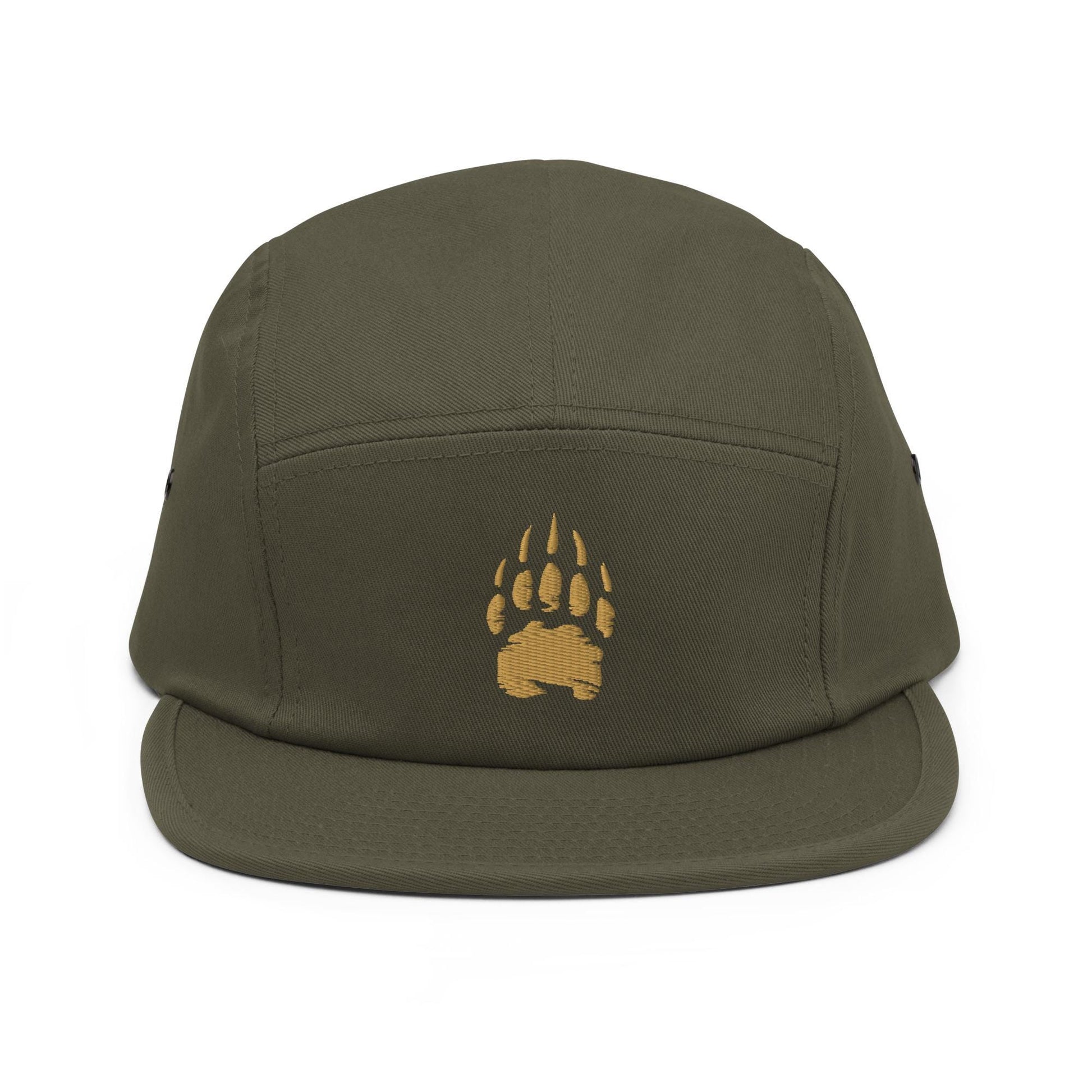 Bear Track Five Panel Hat | Camp Style Hat | Embroidered Bear Paw Cap | Outdoor Adventure Hat | Hiking Gift