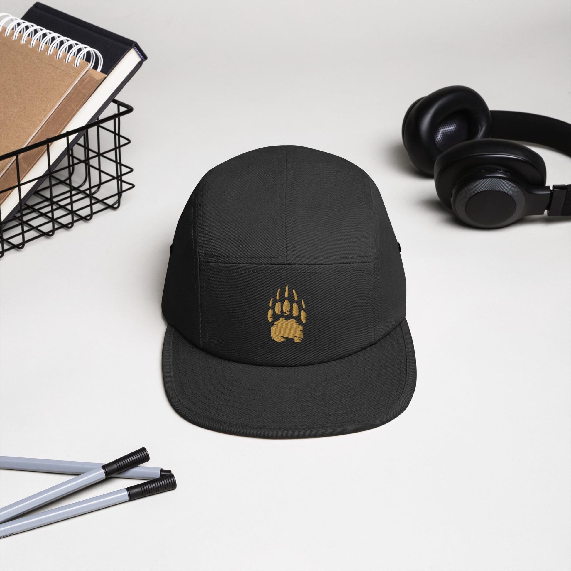 Bear Track Five Panel Hat | Camp Style Hat | Embroidered Bear Paw Cap | Outdoor Adventure Hat | Hiking Gift