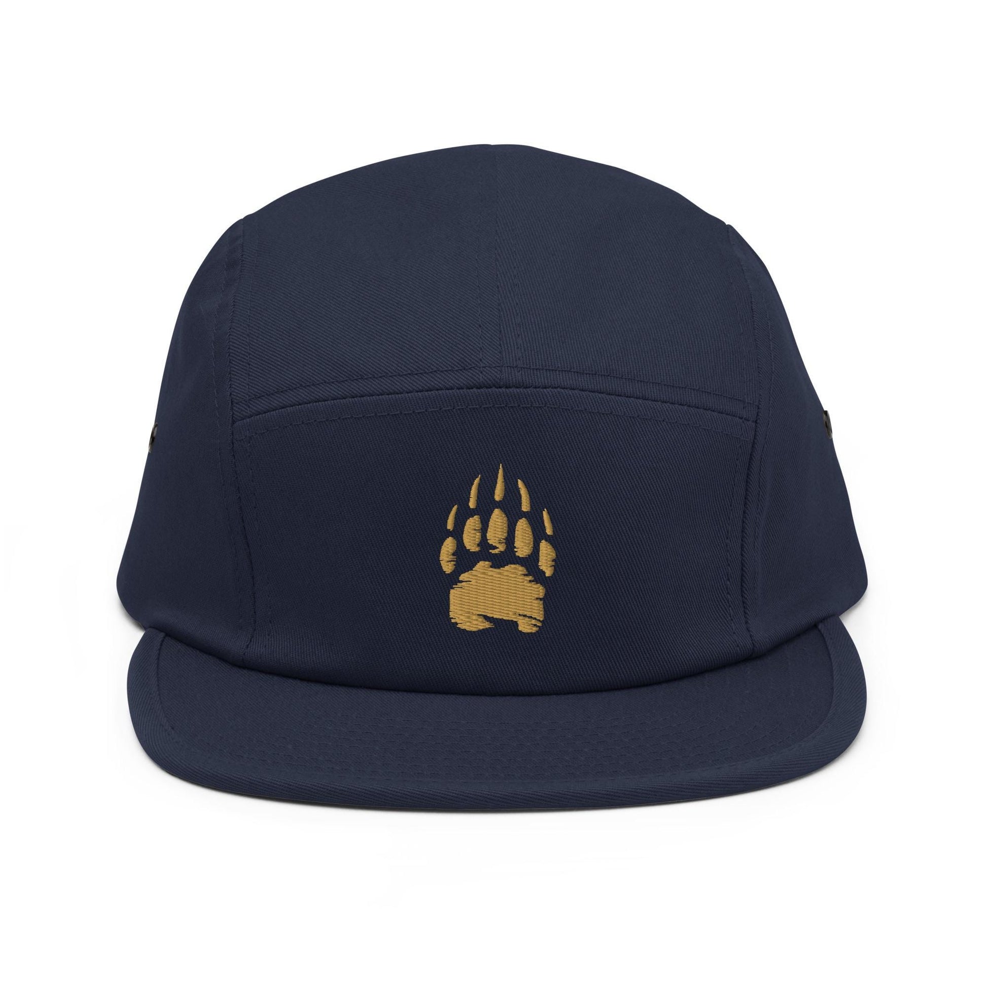 Bear Track Five Panel Hat | Camp Style Hat | Embroidered Bear Paw Cap | Outdoor Adventure Hat | Hiking Gift