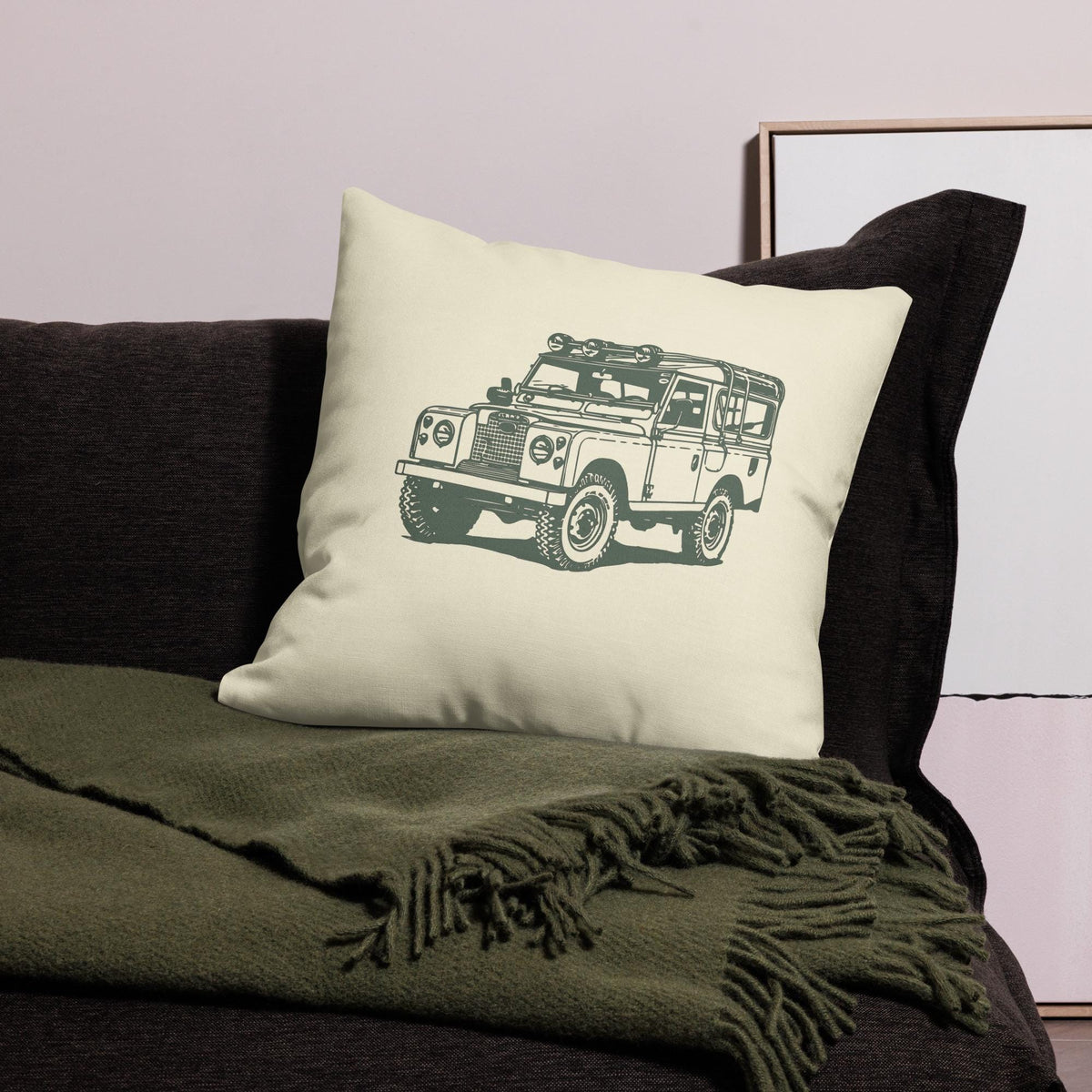 Series Rover Premium Pillow | Land Rover Home Decor | Vintage Car Aesthetic Gift for Car Lovers & Collectors
