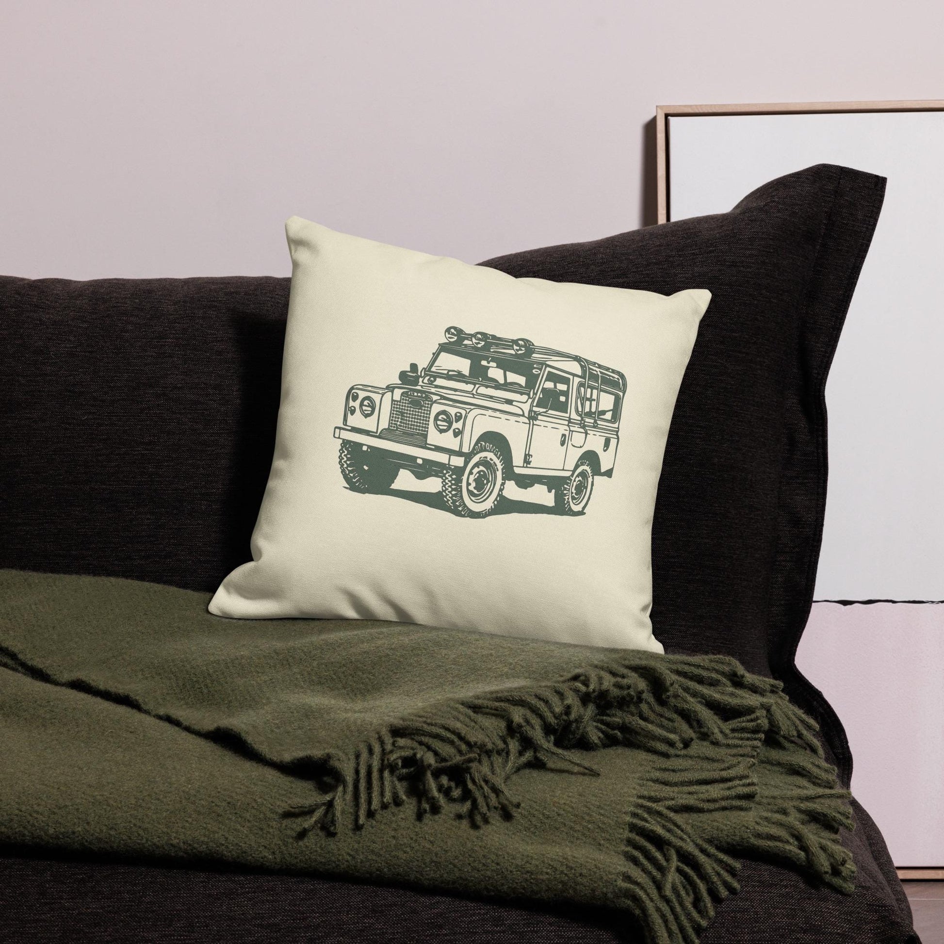 Series Rover Premium Pillow | Land Rover Home Decor | Vintage Car Aesthetic Gift for Car Lovers & Collectors