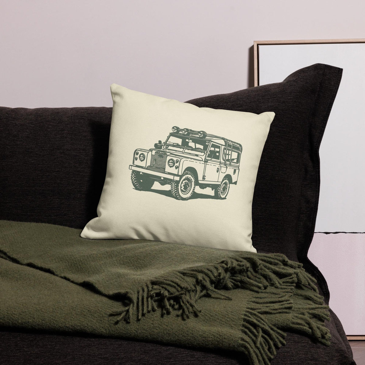 Series Rover Premium Pillow | Land Rover Home Decor | Vintage Car Aesthetic Gift for Car Lovers & Collectors