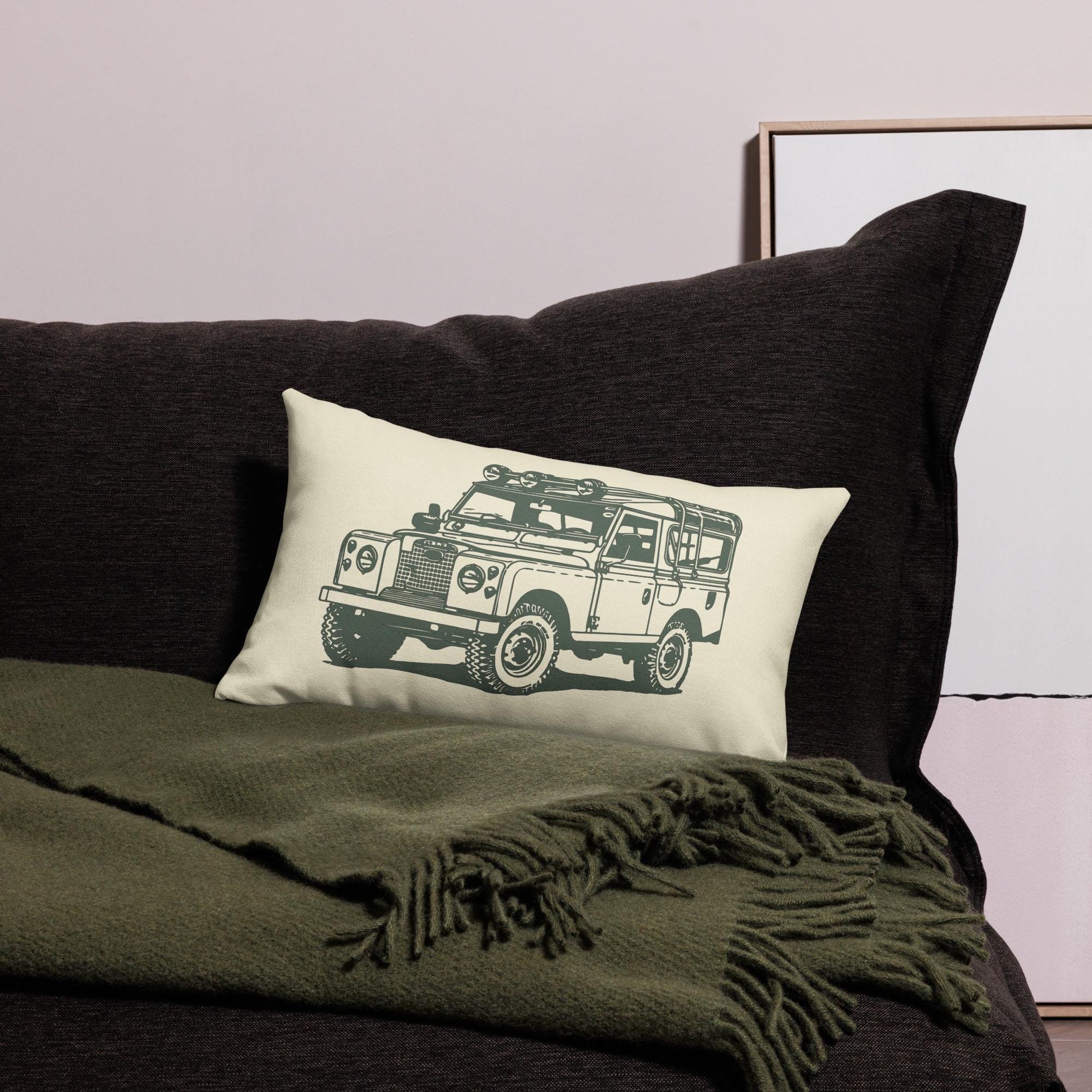 Series Rover Premium Pillow | Land Rover Home Decor | Vintage Car Aesthetic Gift for Car Lovers & Collectors