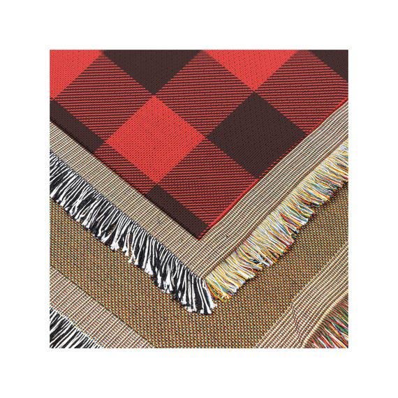 Classic Red Plaid Woven Blanket | Cozy Cabin & Rustic Home Decor | Soft Throw for Fall and Winter