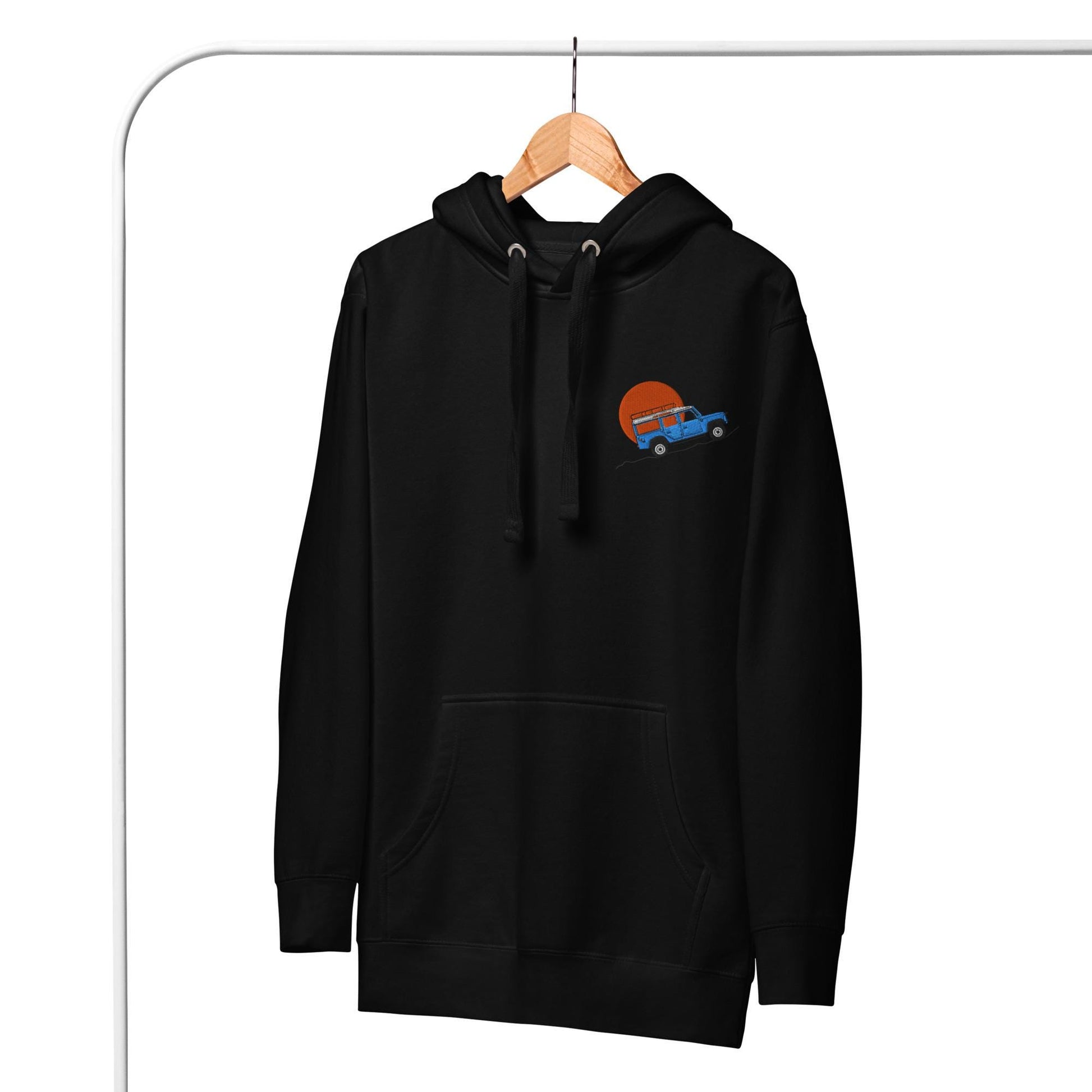 Embroidered Land Rover Defender Hoodie | Custom Car Sweatshirt, Off-Road Adventure Apparel | Defender Lovers Gear | Land Rover Lovers Gift