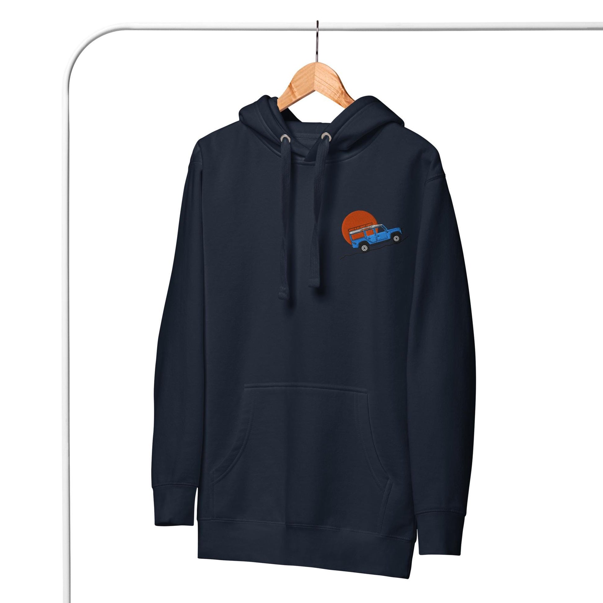 Embroidered Land Rover Defender Hoodie | Custom Car Sweatshirt, Off-Road Adventure Apparel | Defender Lovers Gear | Land Rover Lovers Gift