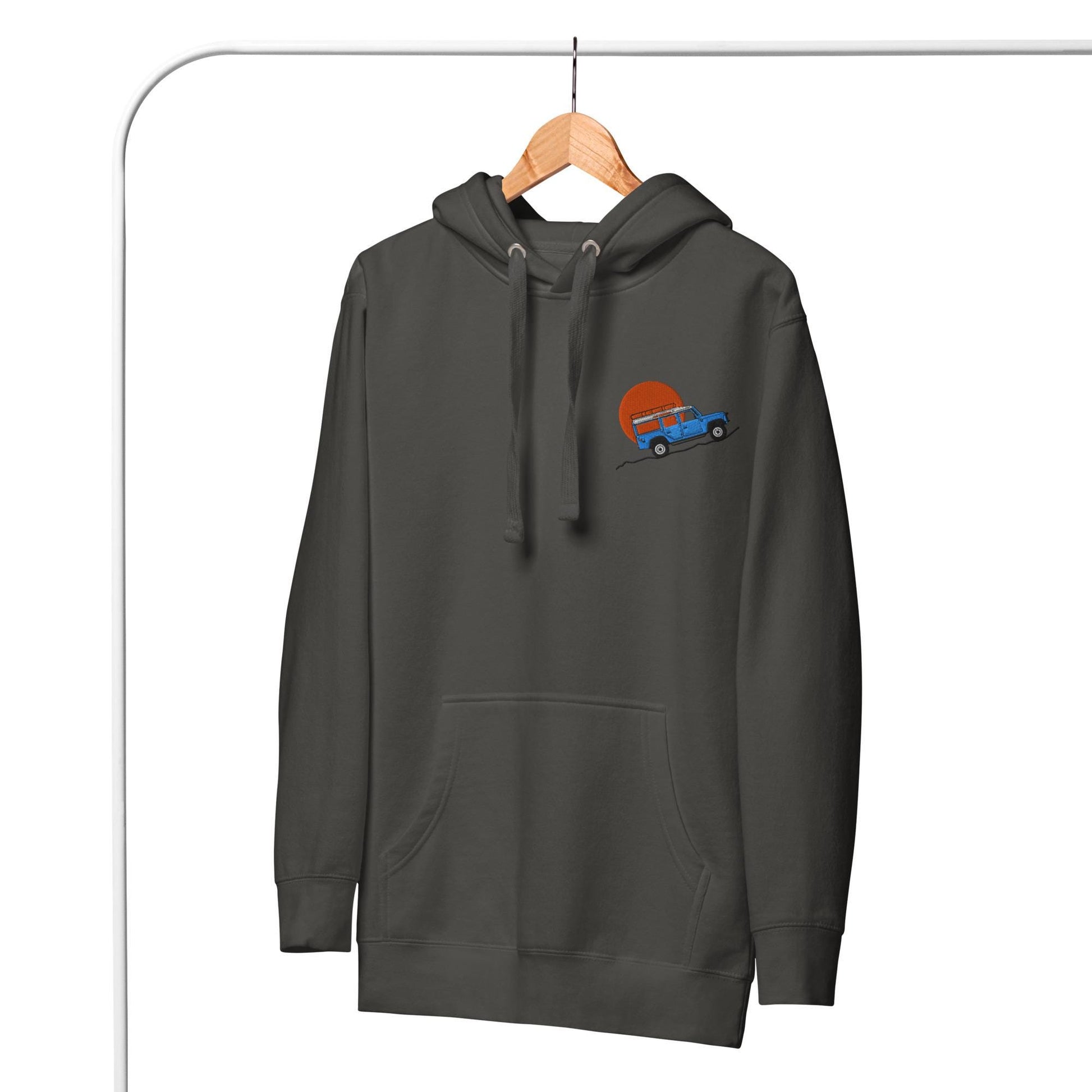 Embroidered Land Rover Defender Hoodie | Custom Car Sweatshirt, Off-Road Adventure Apparel | Defender Lovers Gear | Land Rover Lovers Gift
