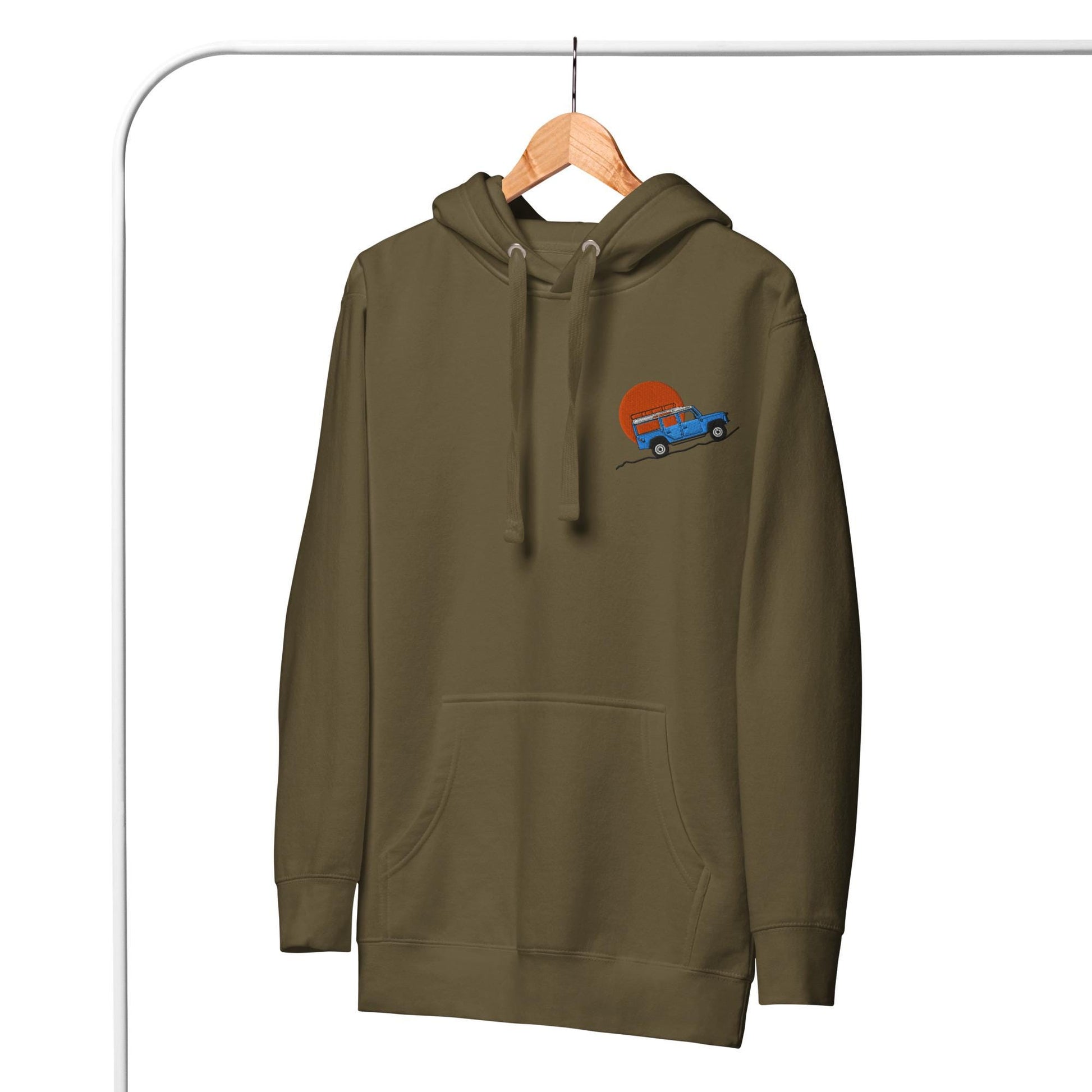Embroidered Land Rover Defender Hoodie | Custom Car Sweatshirt, Off-Road Adventure Apparel | Defender Lovers Gear | Land Rover Lovers Gift