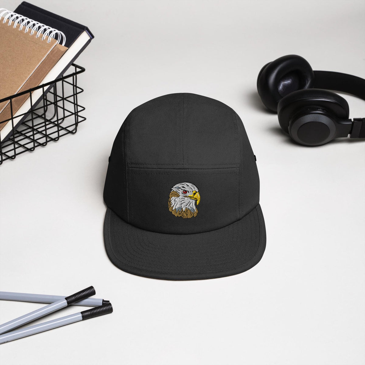 Embroidered Eagle Five Panel Hat | Wildlife Design Camp Hat | Gift for Bird Lovers | Americana Nature Design