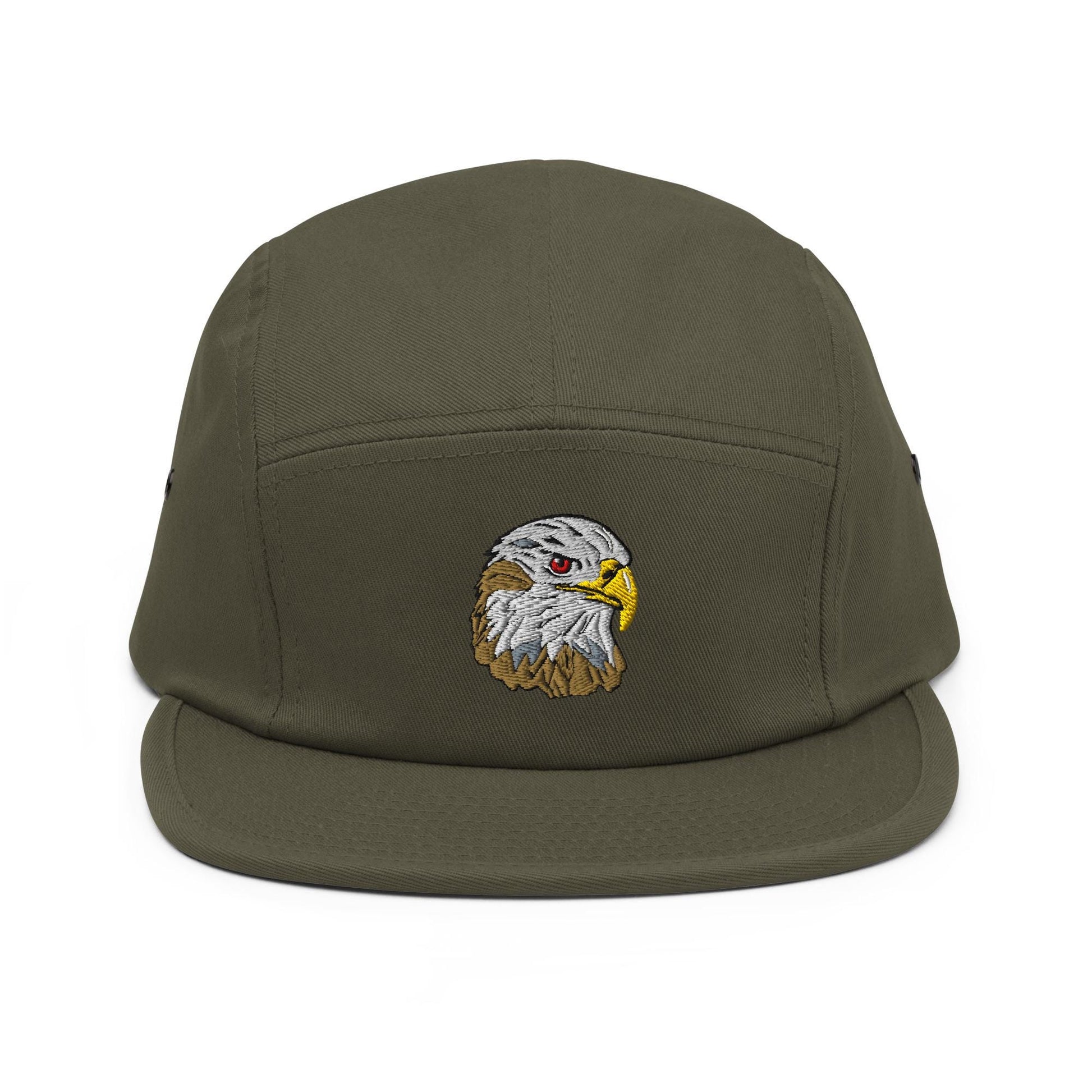 Embroidered Eagle Five Panel Hat | Wildlife Design Camp Hat | Gift for Bird Lovers | Americana Nature Design