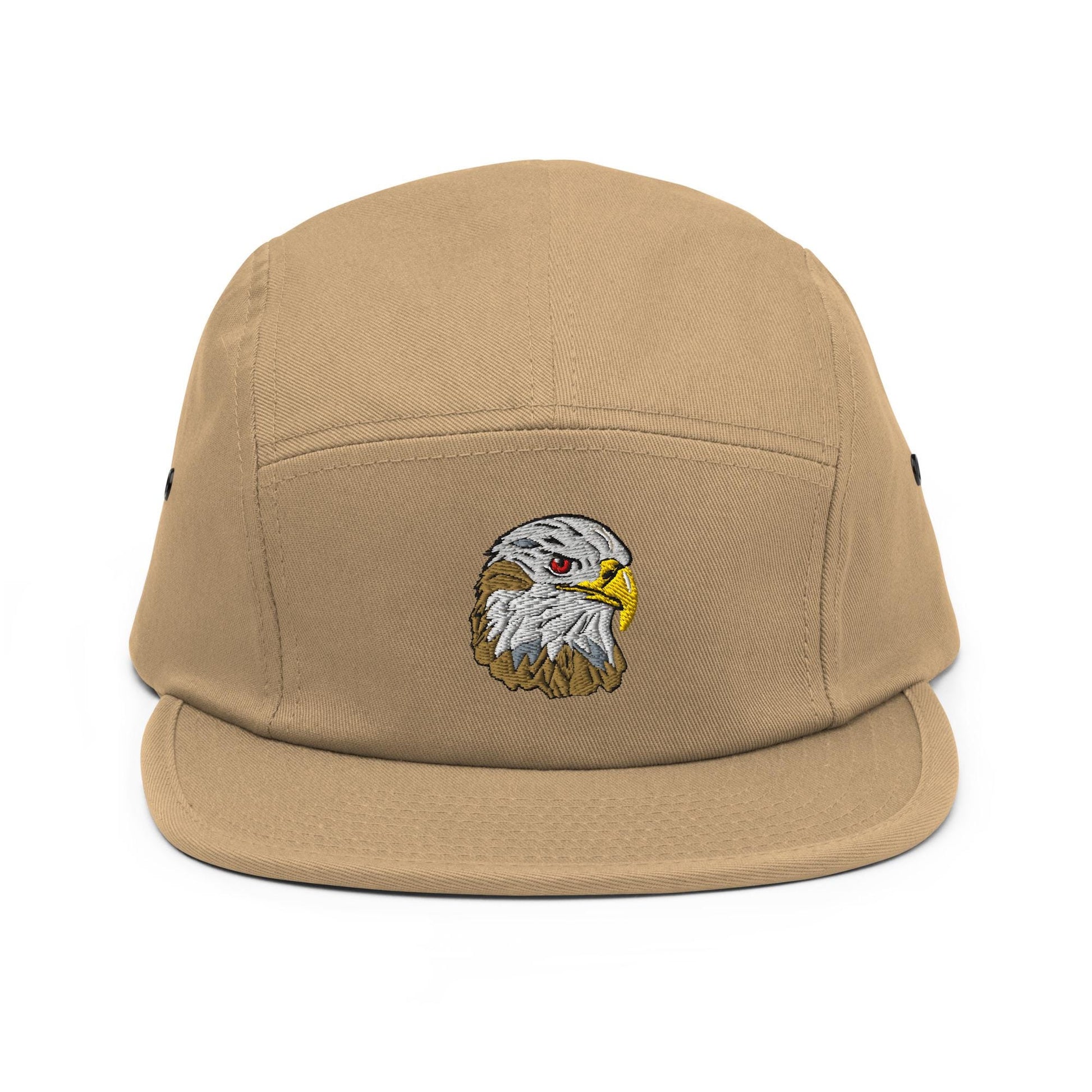 Embroidered Eagle Five Panel Hat | Wildlife Design Camp Hat | Gift for Bird Lovers | Americana Nature Design