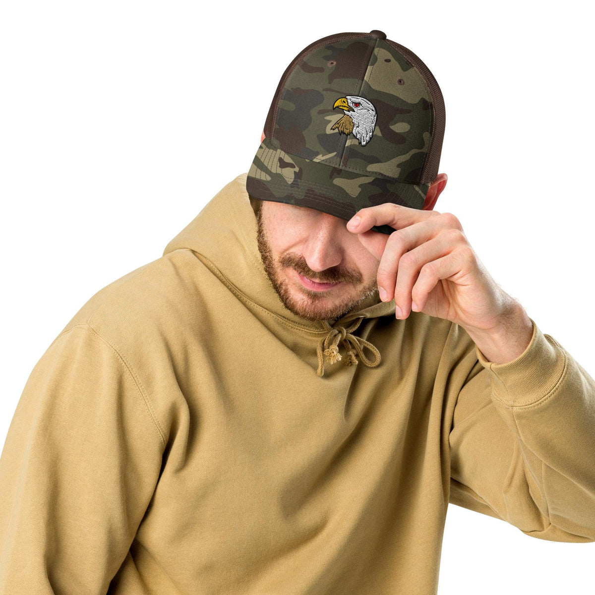 Bald Eagle Camouflage Trucker Hat | Outdoor and Hunting Cap | Perfect Gift for Nature Lovers & Wildlife Fans | Embroidered Hat