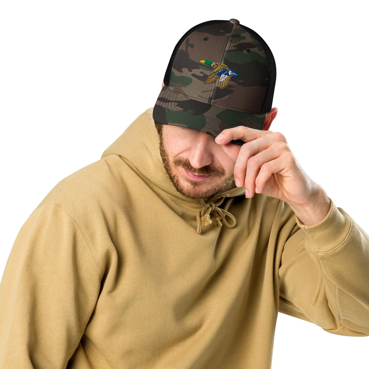 Mallard Duck Camouflage Trucker Hat | Adjustable Outdoor Cap | American Wildlife Gear & Gifts | Embroidered Hat