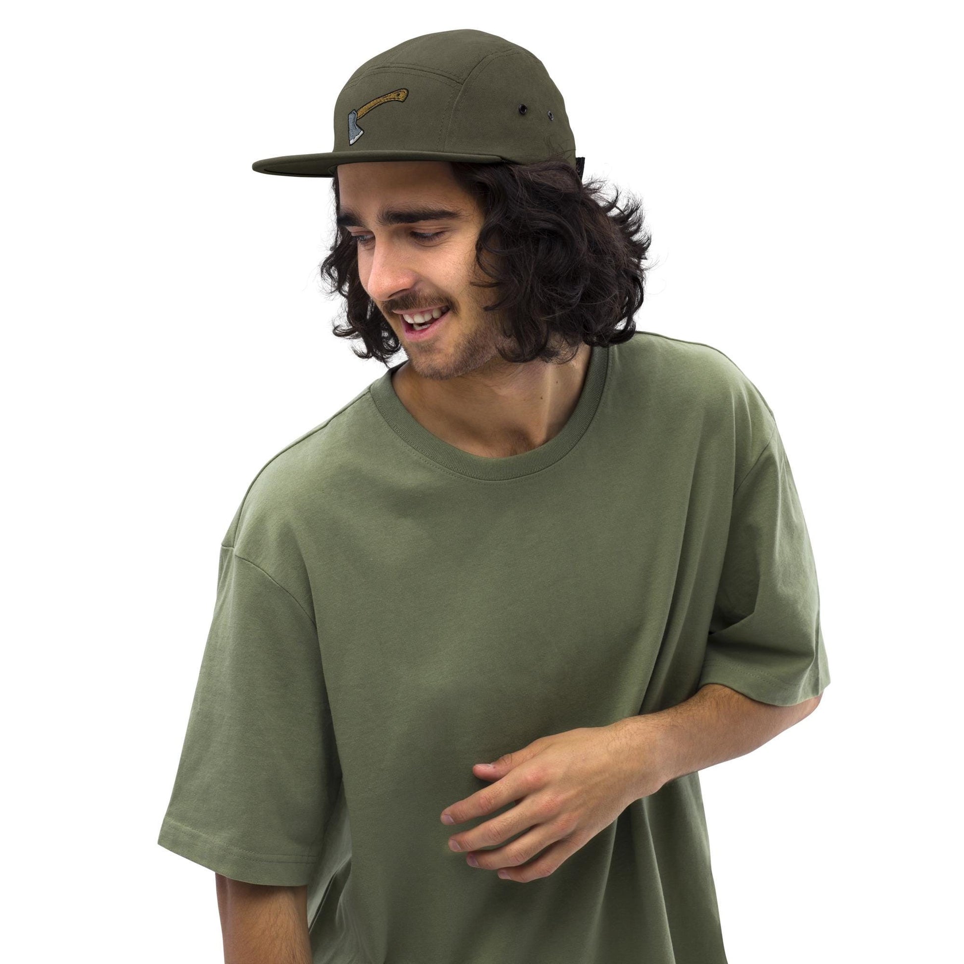 Axe Embroidered Hat | Camp Style Five Panel Cap | Outdoor Adventure Gear | Hiking & Camping Accessories