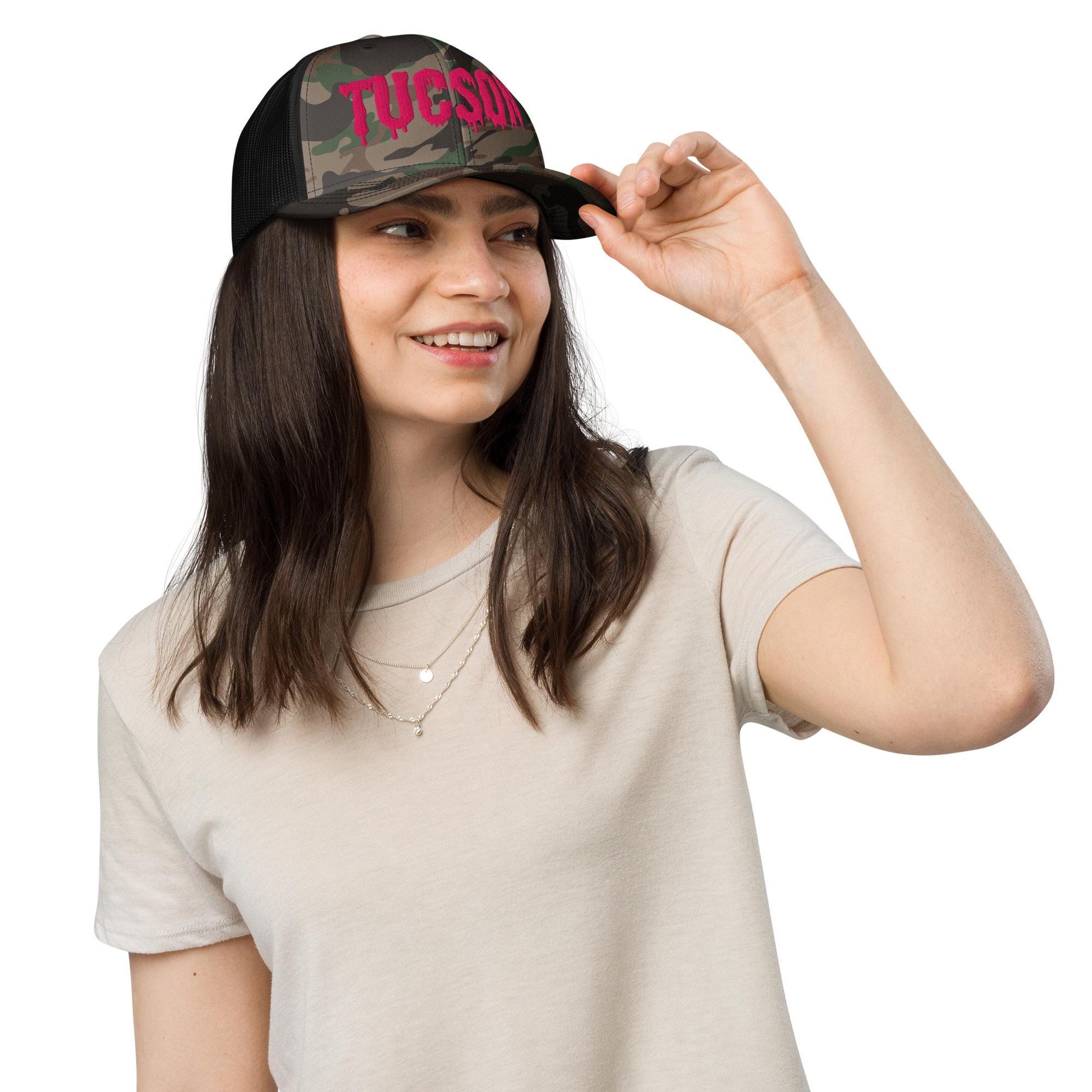 Tucson Drip Camouflage Trucker Hat | AZ Embroidered Cap | Local Tucson Love | Gift For Desert Lovers