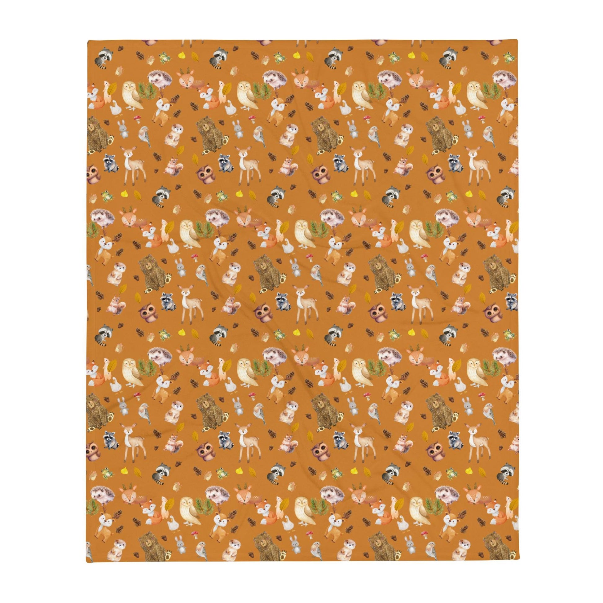 Cute Woodland Creatures Throw Blanket | Perfect Cozy Blanket for Kids | Cute Cottagecore Throw