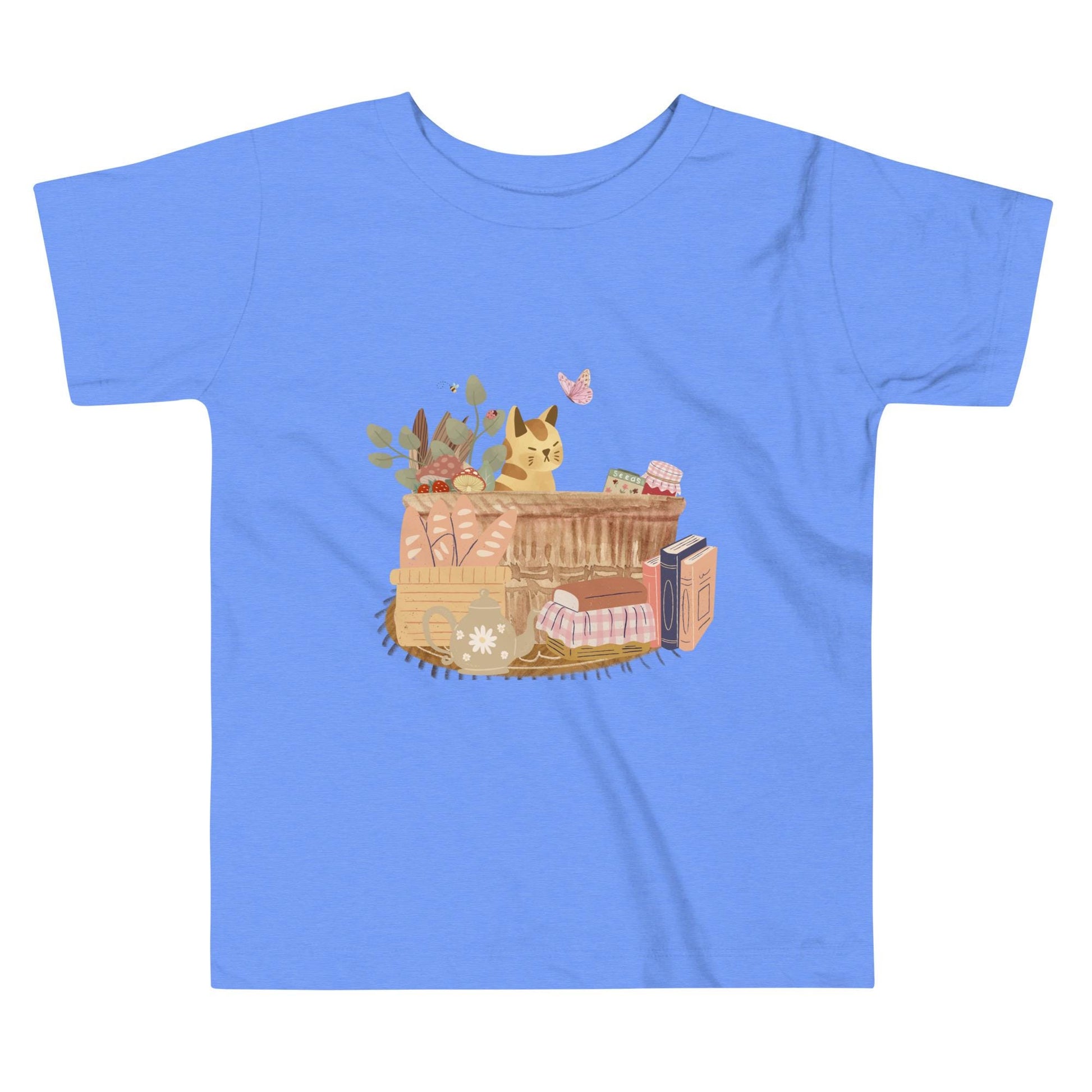 Cat in A Basket Toddler Short Sleeve Tee | Cute Cottagecore Tee | Adorable Cat Farmhouse Vibes